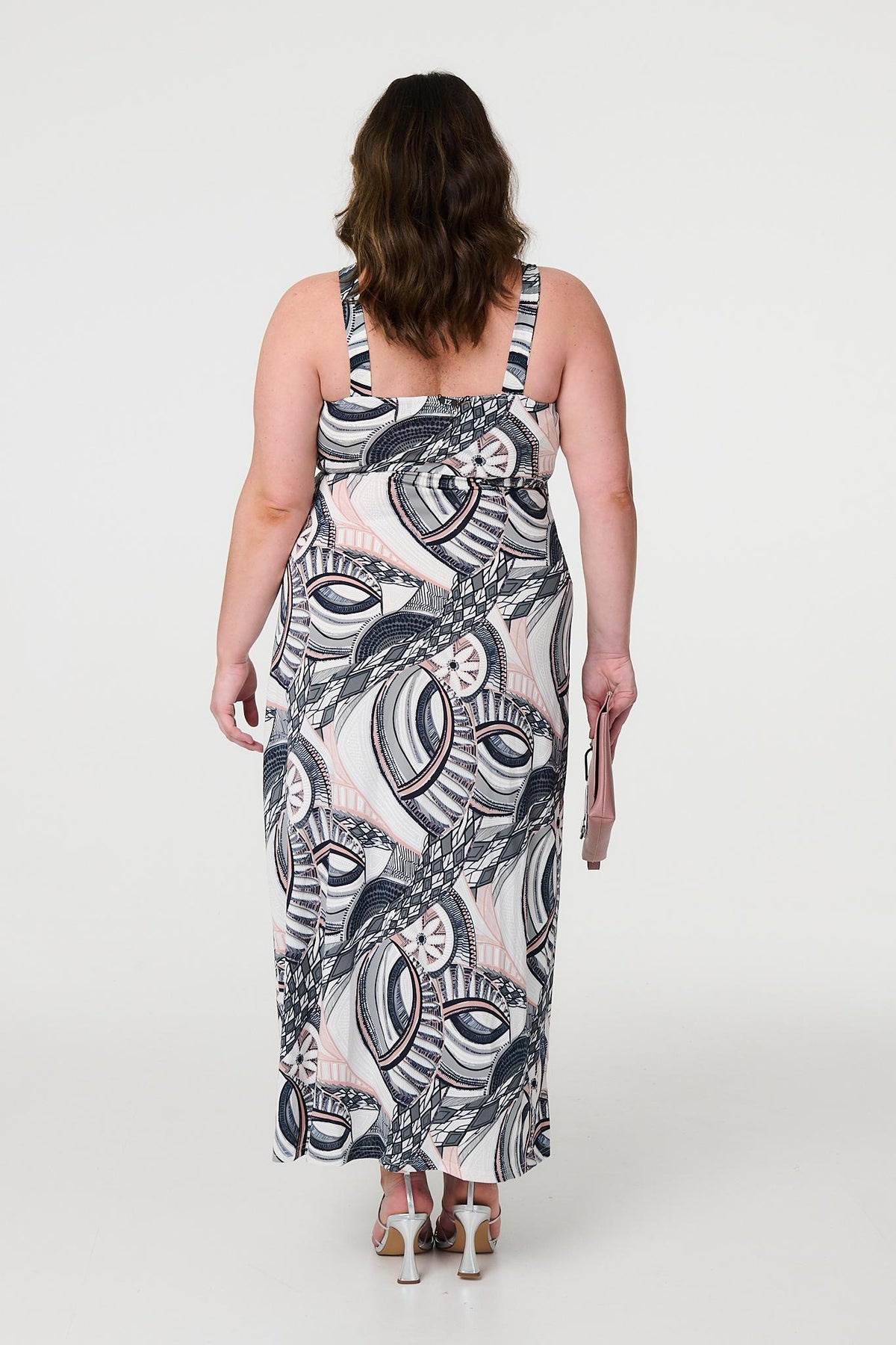 Abstract Print A-Line Maxi Dress Side View