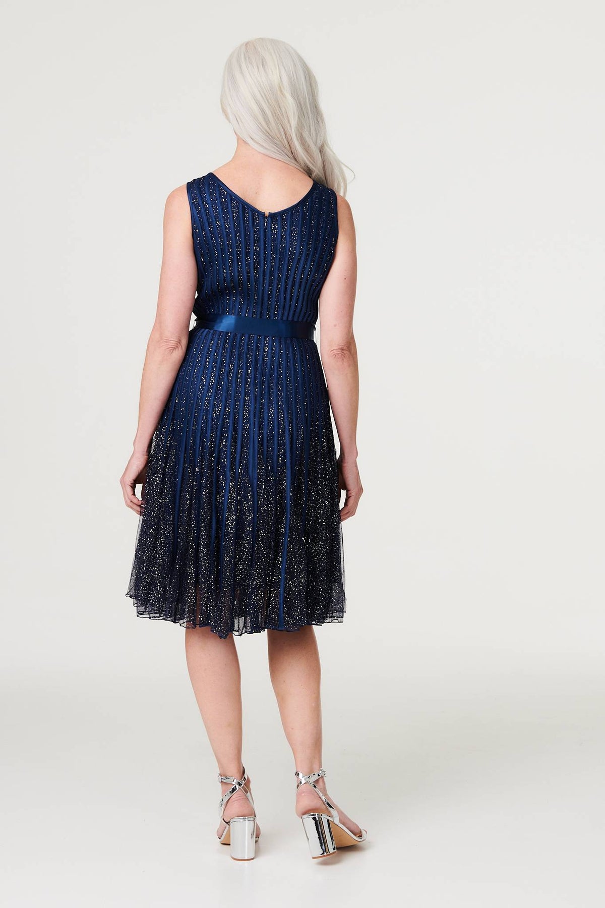 Sequin Sleeveless Tie Waist Dress Side View