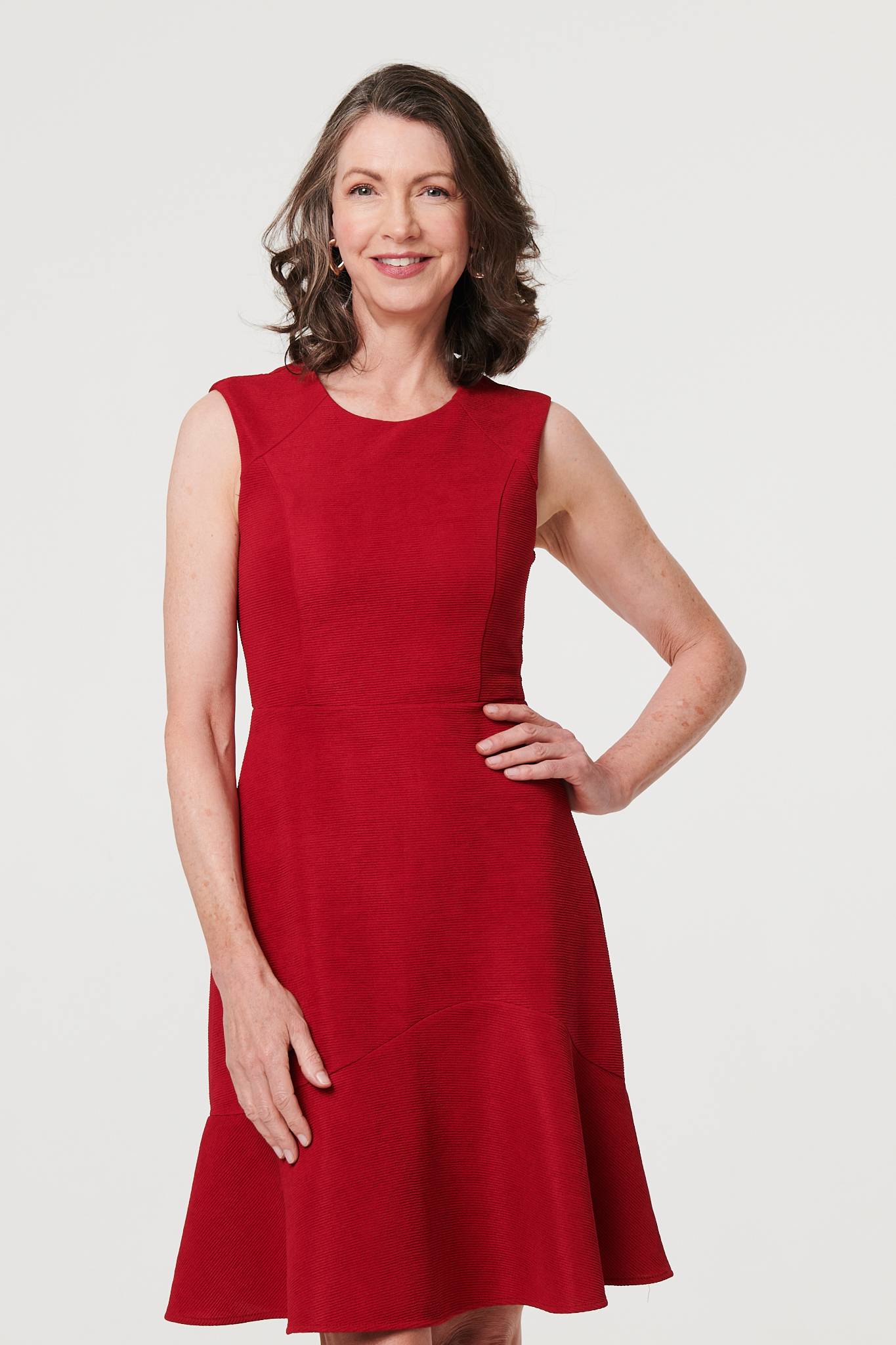 Textured Sleeveless Short Skater Dress Back View