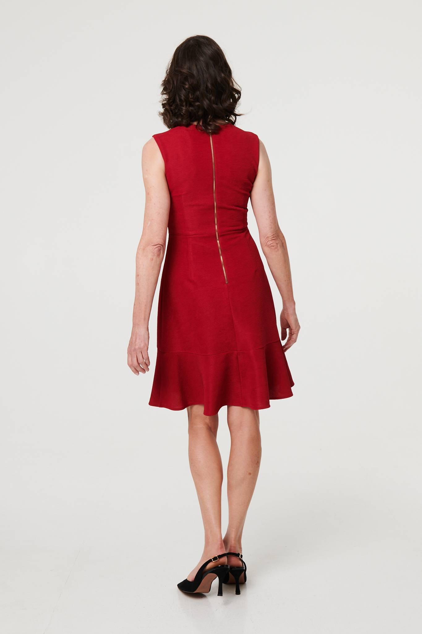 Textured Sleeveless Short Skater Dress Side View