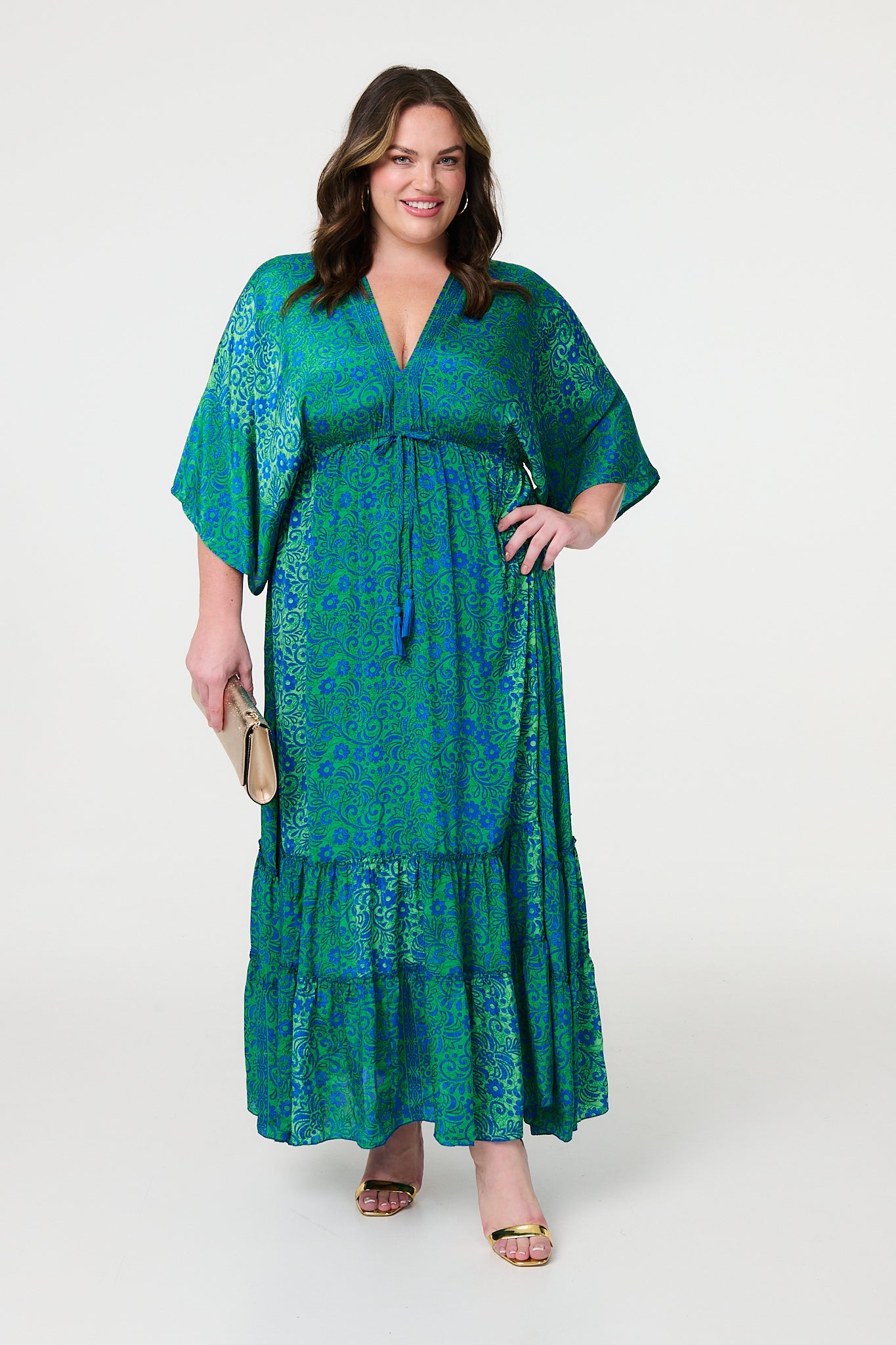 Floral Batwing Maxi Dress Front View 3