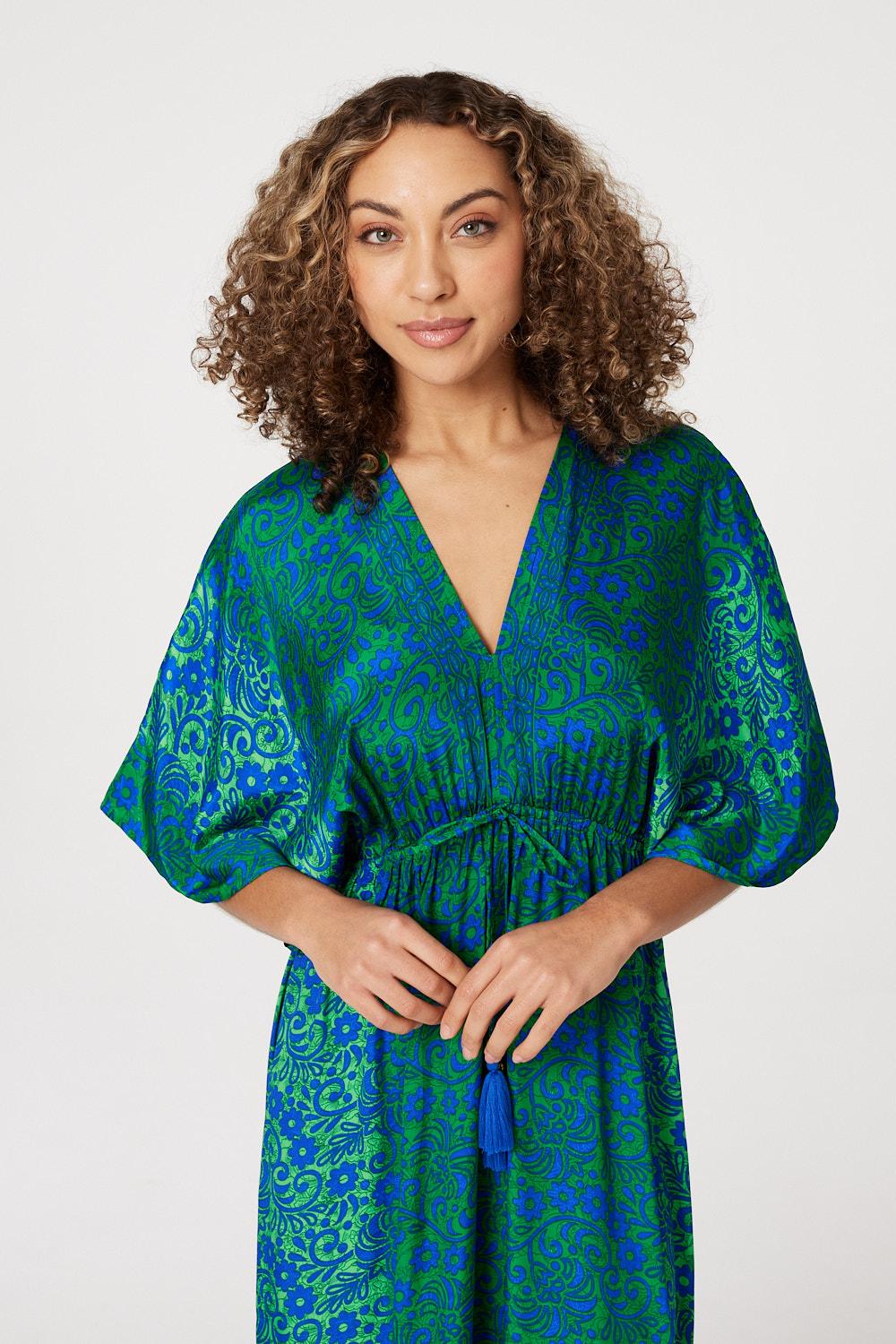 Floral Batwing Maxi Dress Side View 3