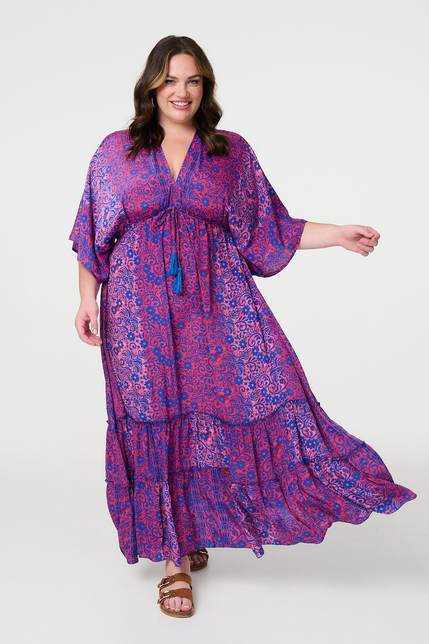 Floral Batwing Maxi Dress Full Length View