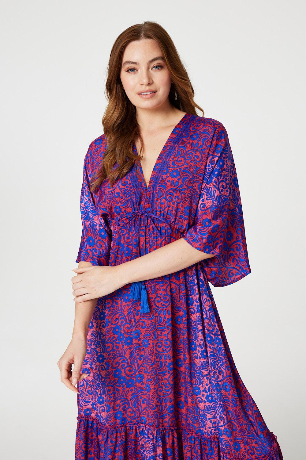 Floral Batwing Maxi Dress Side View 2