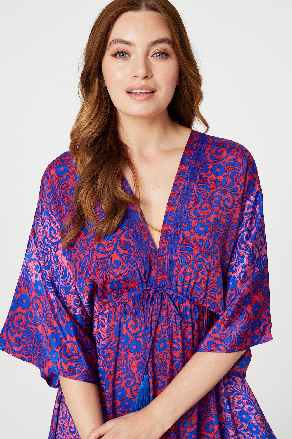 Floral Batwing Maxi Dress Front View 4