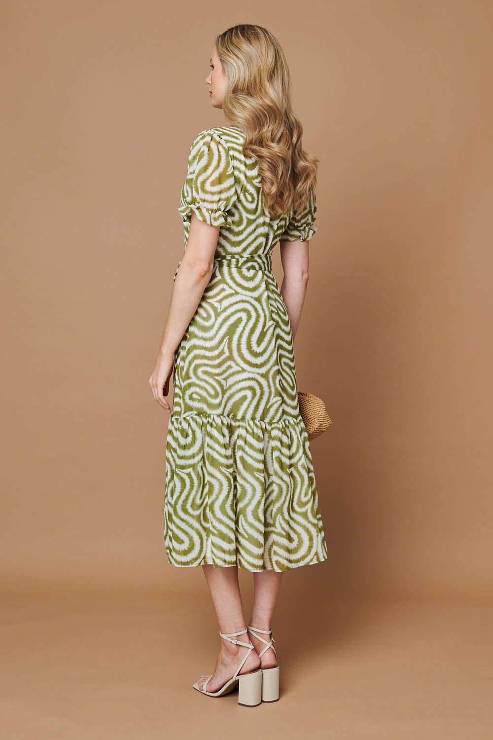 Printed Short Sleeve Midi Shirt Dress Side View