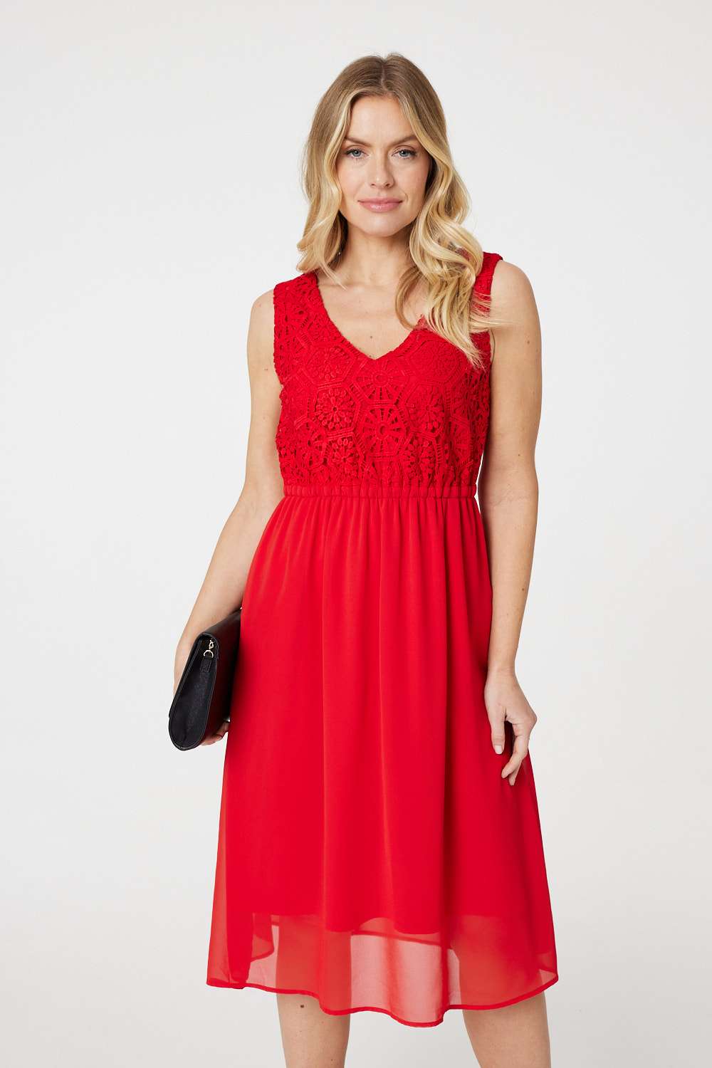 Crochet Detail Sleeveless Midi Dress Back View