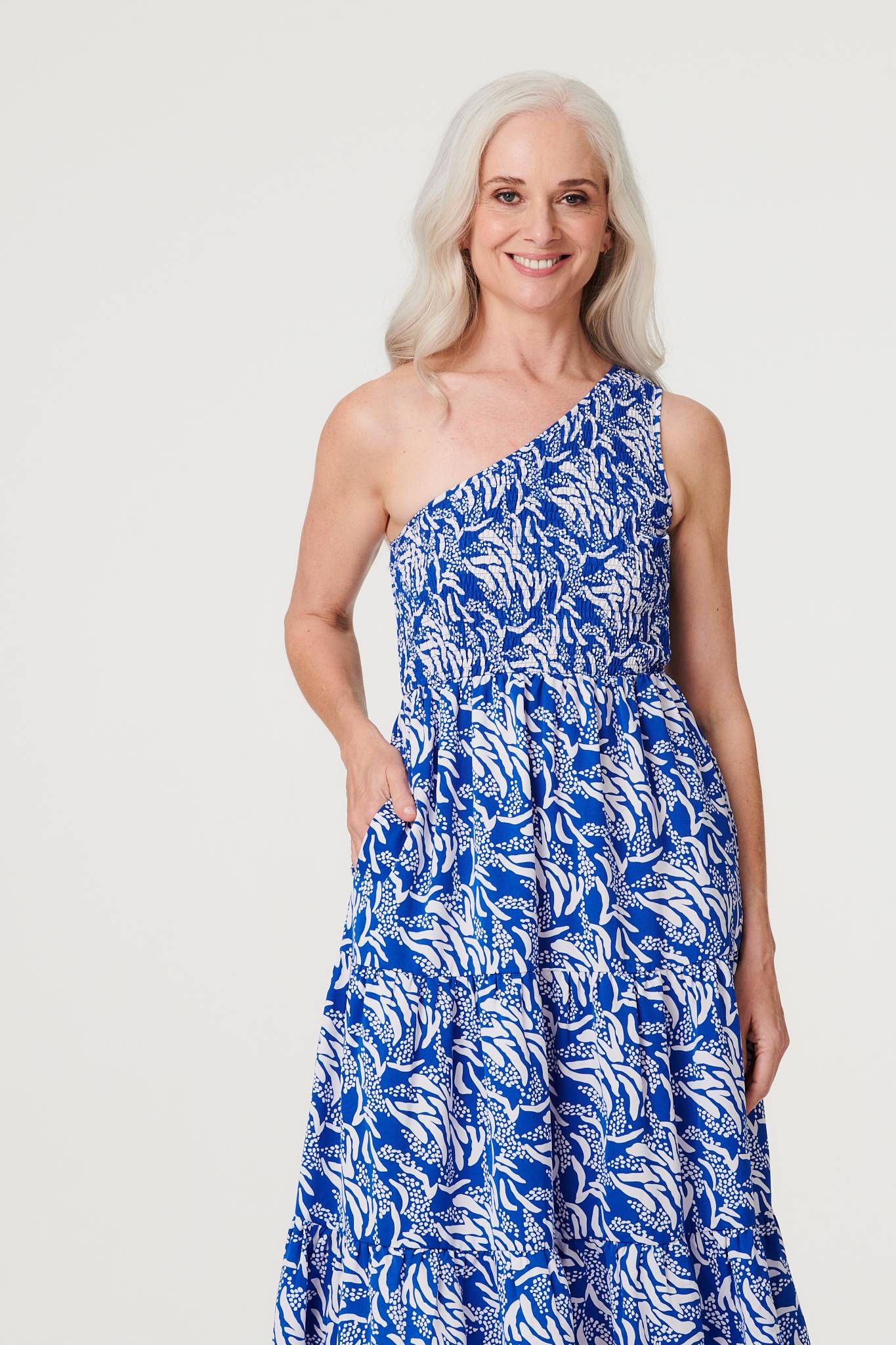 Printed Asymmetric Midi Sun Dress Detail View