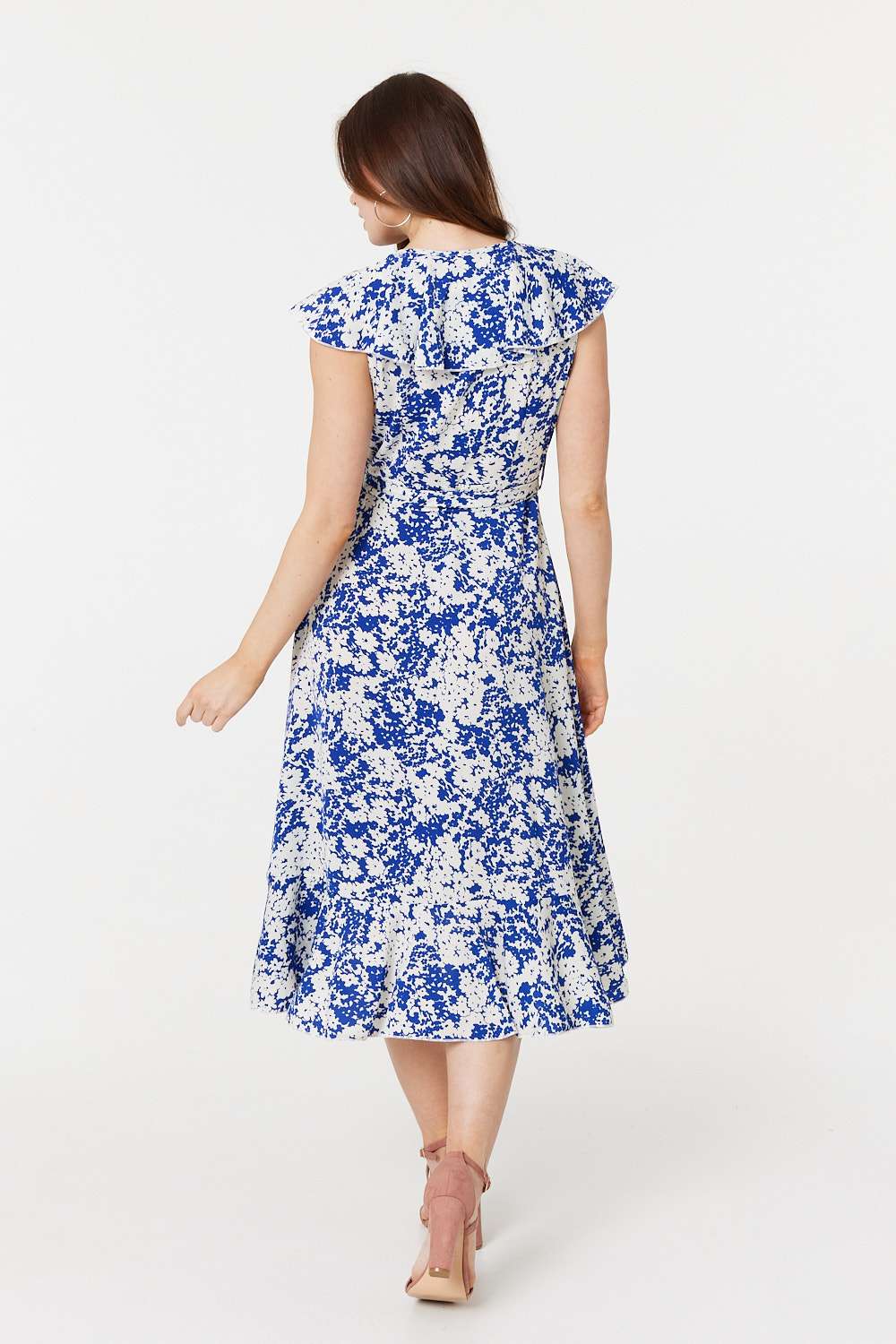 Printed Tie Waist Midi Wrap Dress Side View