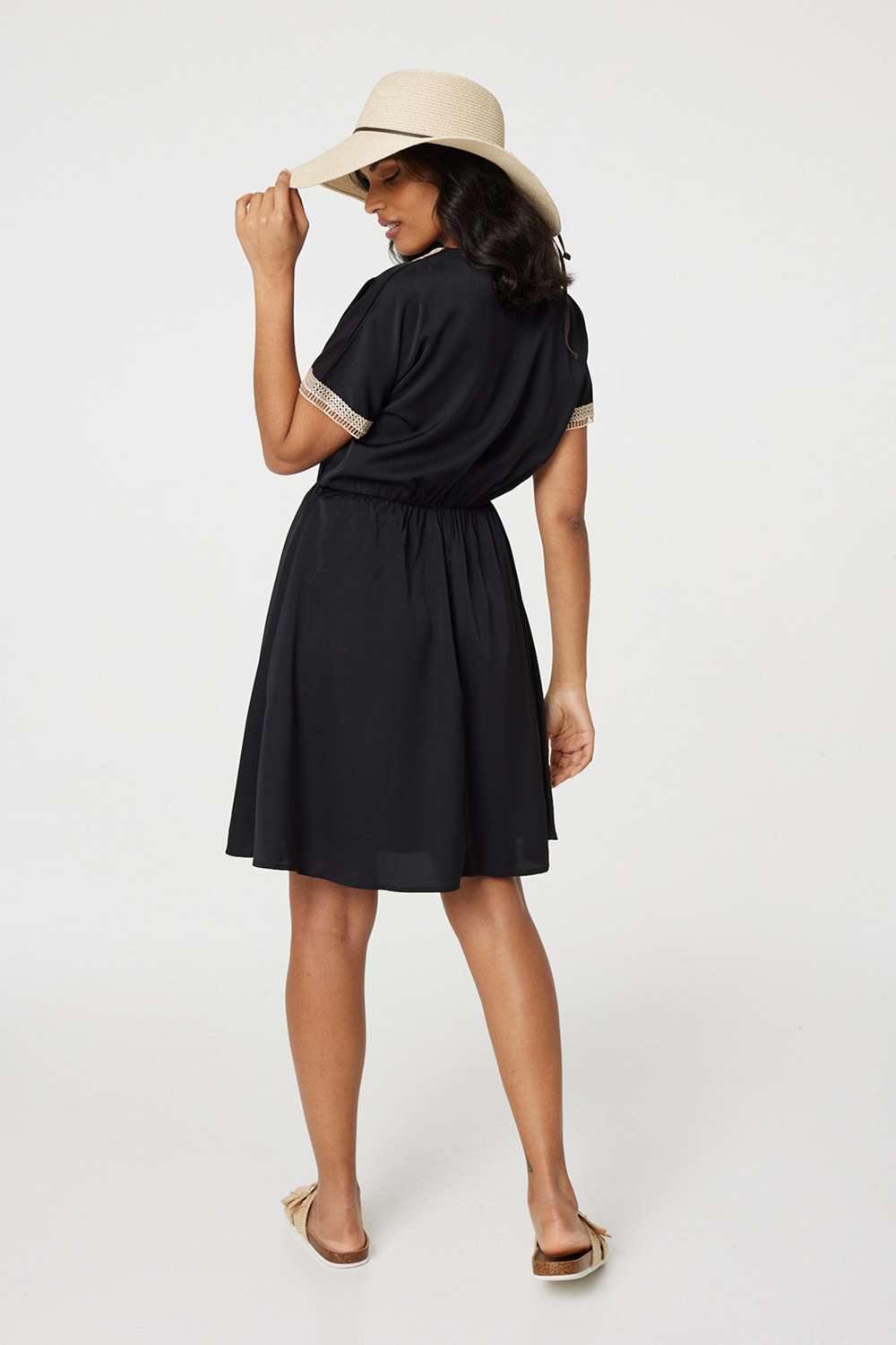Lace Tassel Waist Tie Short Dress Side View