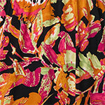 Tropical Floral Print Long Sleeve Midi Dress Full Length View
