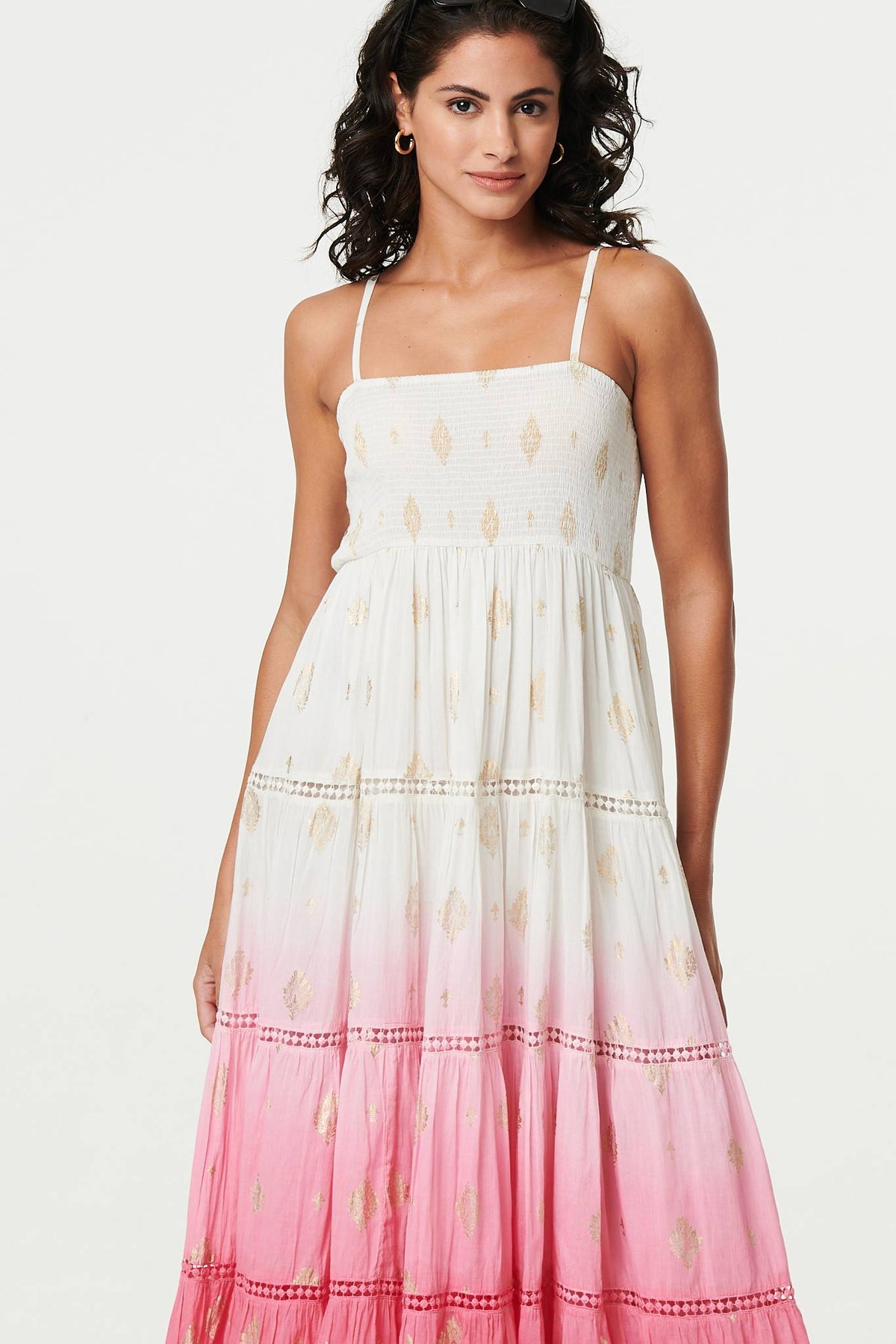 Ombre Print Tiered Sleeveless Maxi Dress Back View