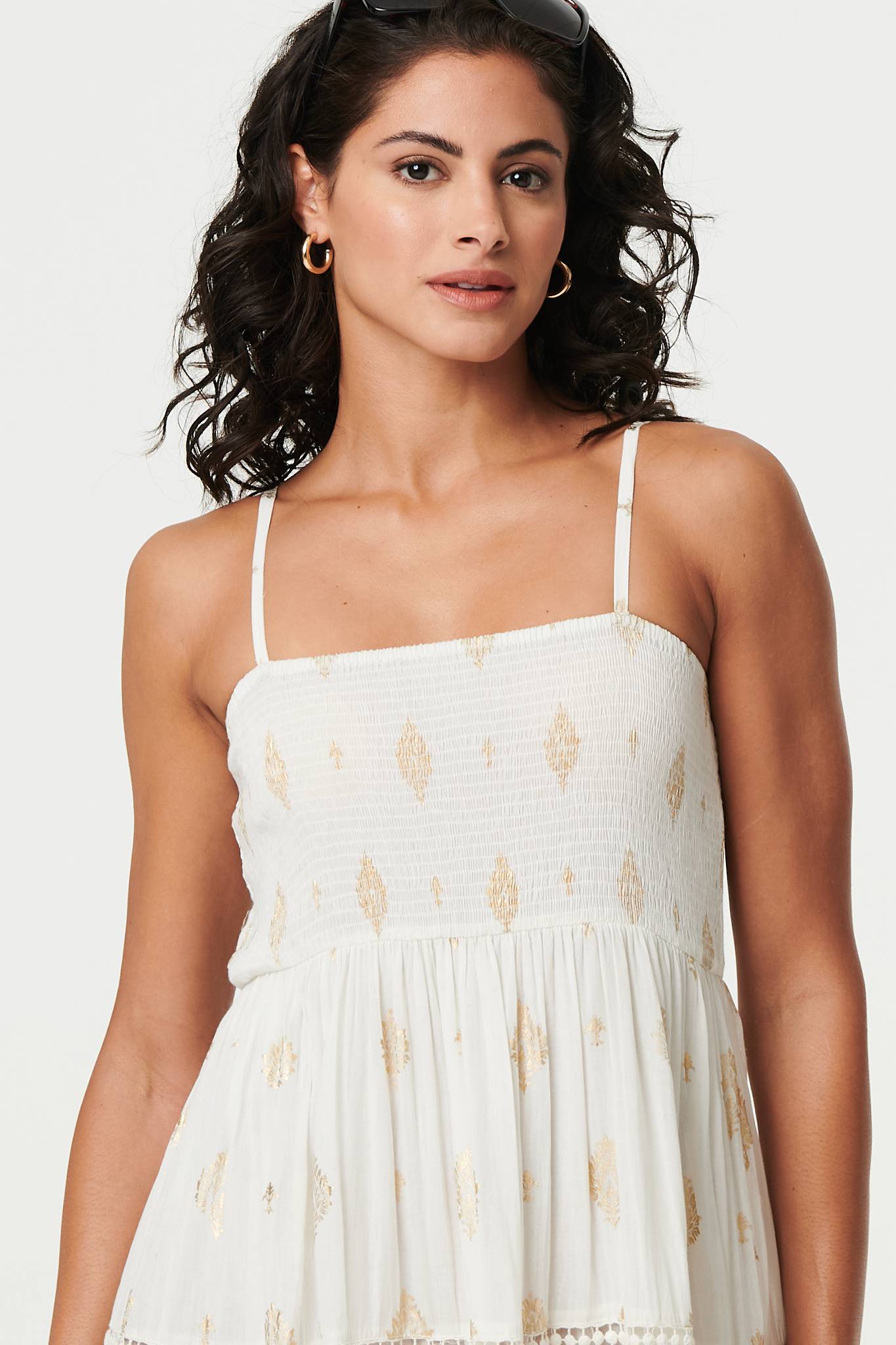 Ombre Print Tiered Sleeveless Maxi Dress Full Length View