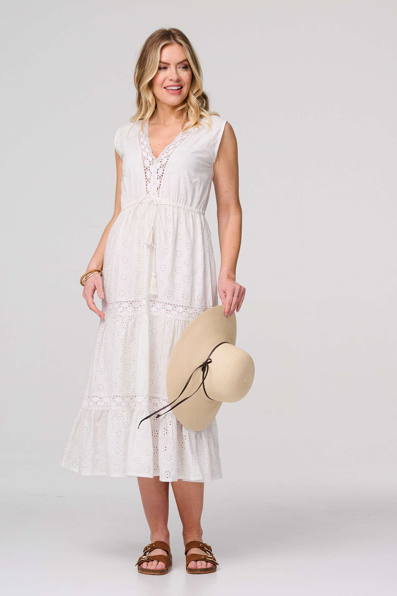 Broderie Anglaise Tiered Dress Styled View