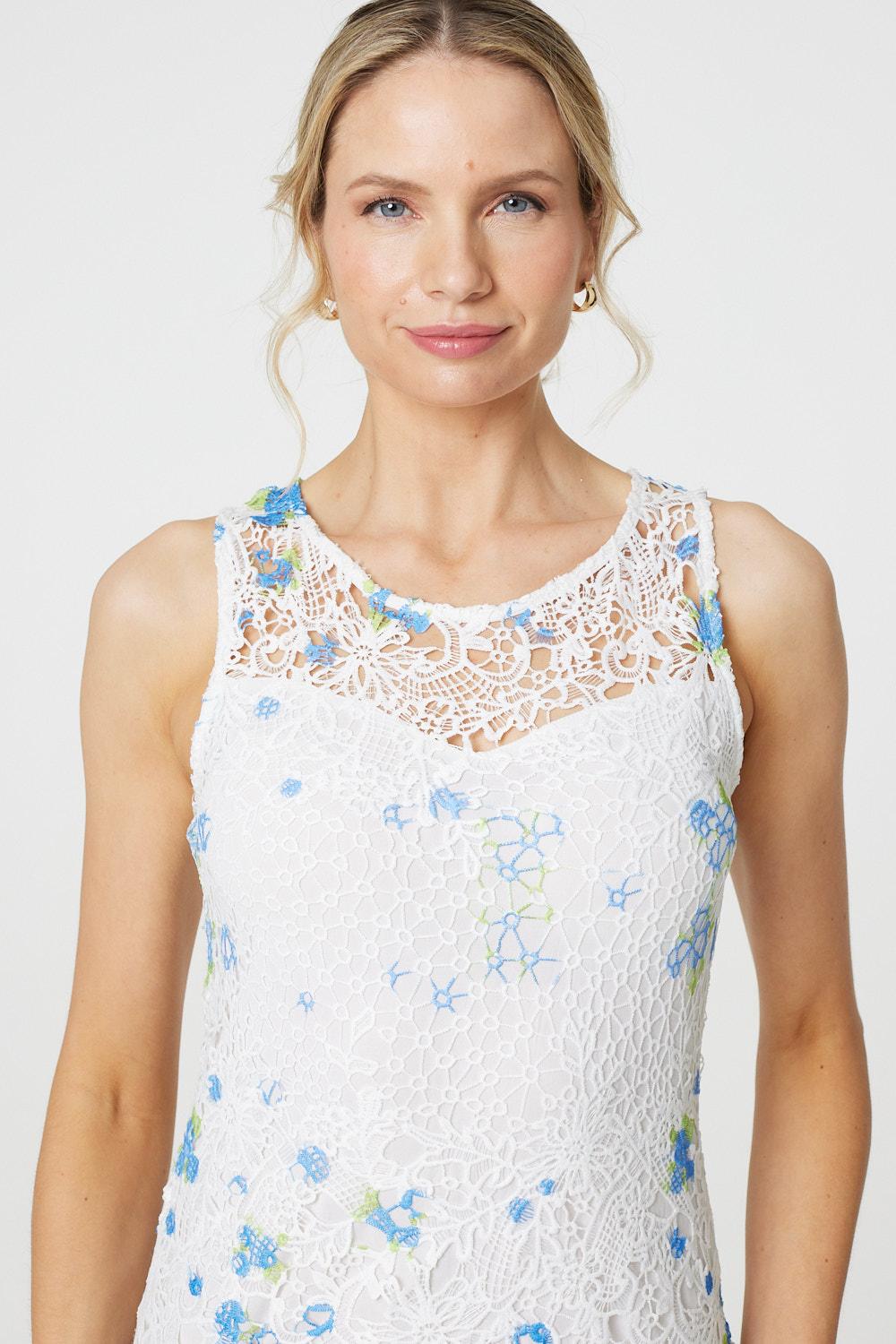 Floral Lace Sleeveless Bodycon Mini Dress Back View