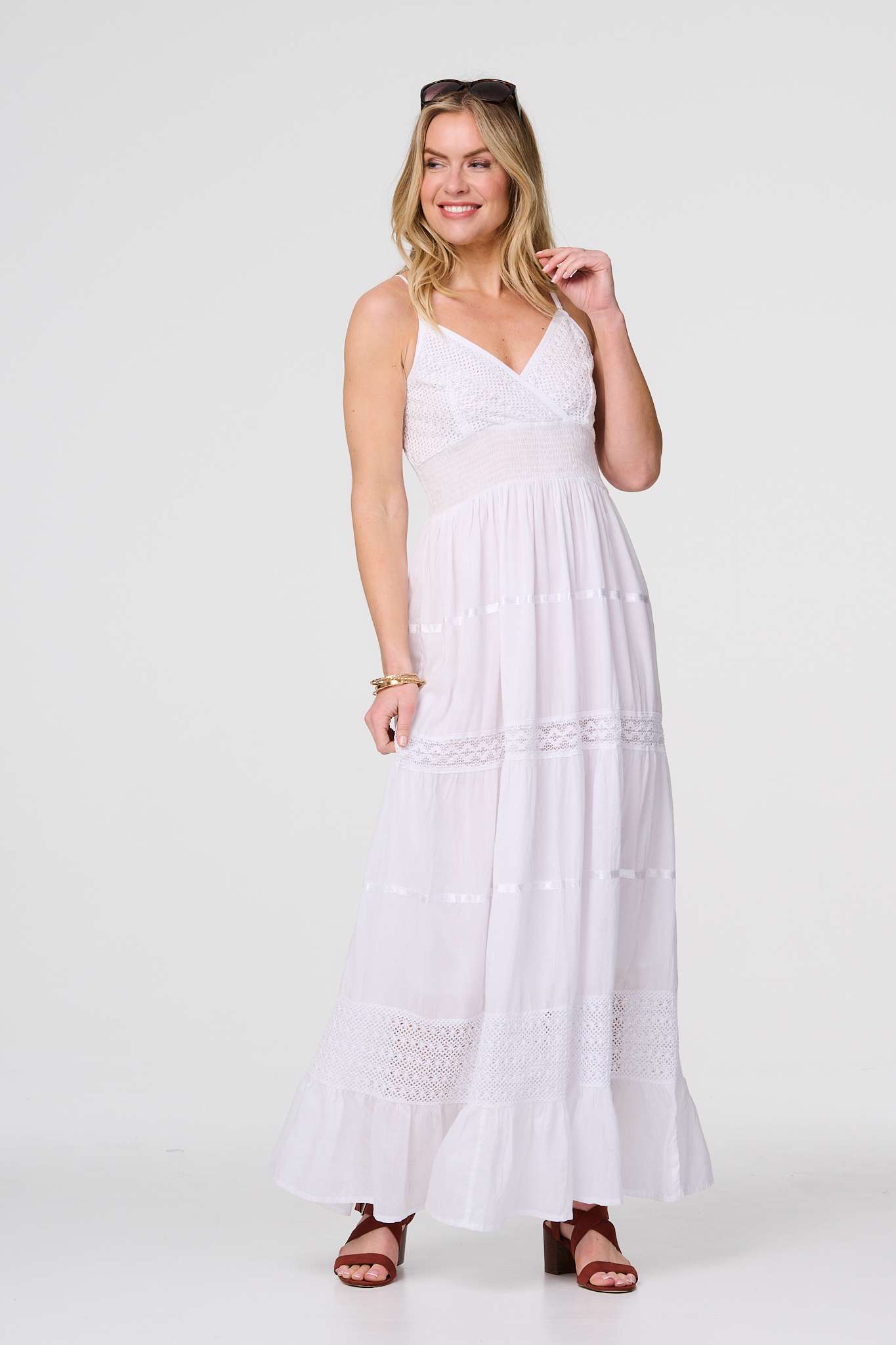 Broderie Anglaise Cami Maxi Dress Back View 2