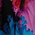 Floral Contrast Print Tie Waist Midi Dress Detail View