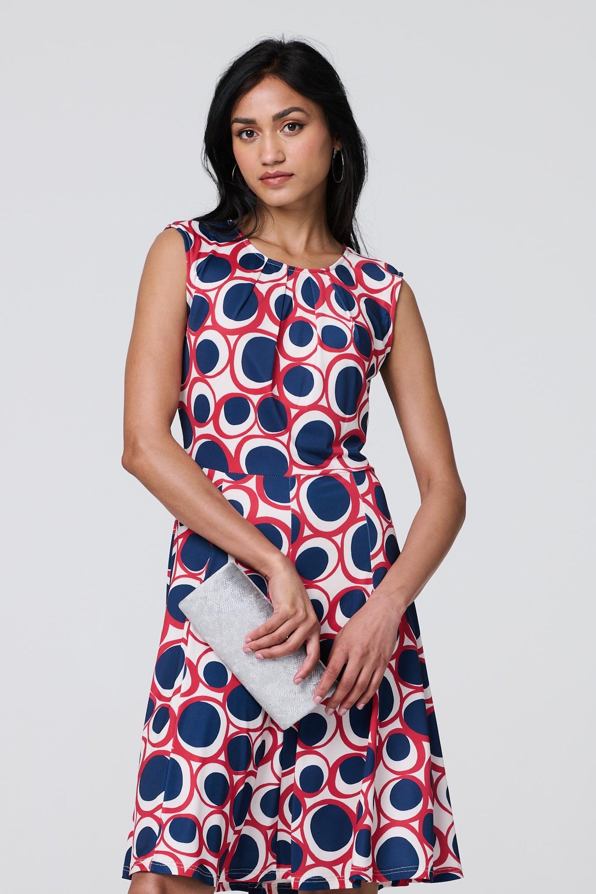 Abstract Sleeveless Knee Length Dress Side View