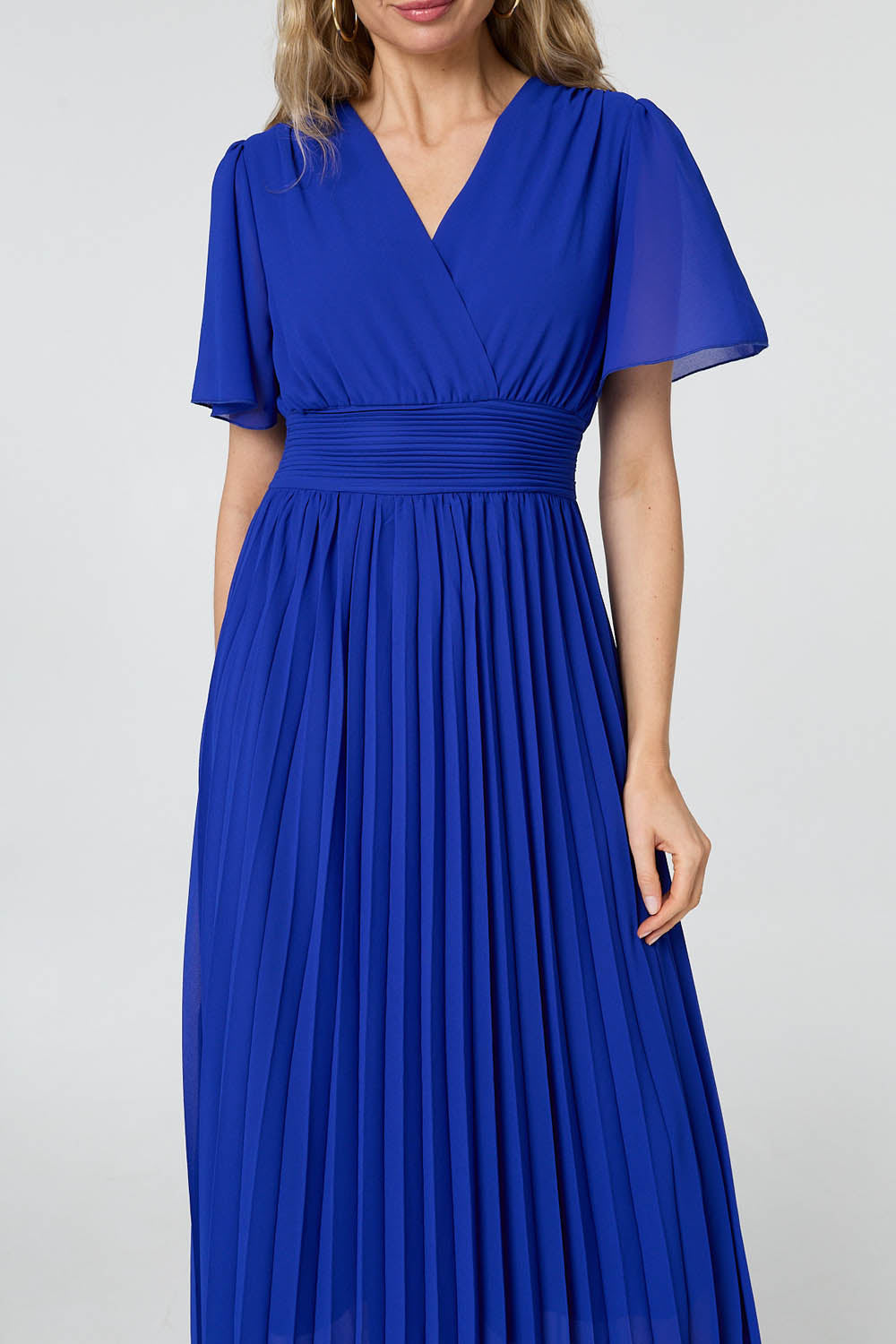 Pleated Semi Sheer Layered Maxi Dress Styled View