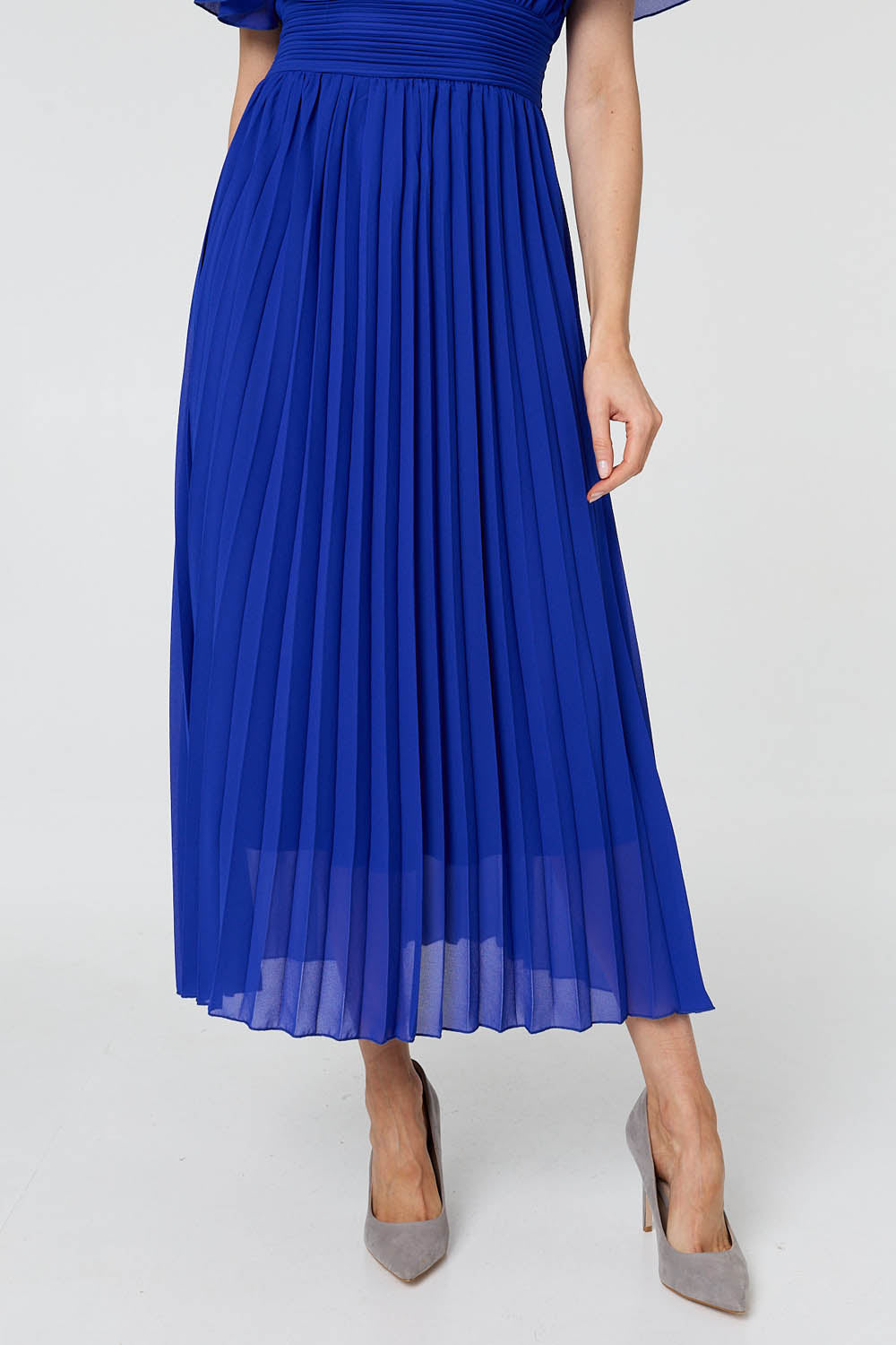 Pleated Semi Sheer Layered Maxi Dress Back View 2