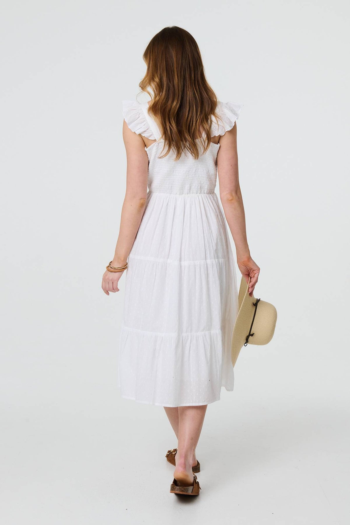Broderie Anglaise Frill Strap Maxi Dress Styled View
