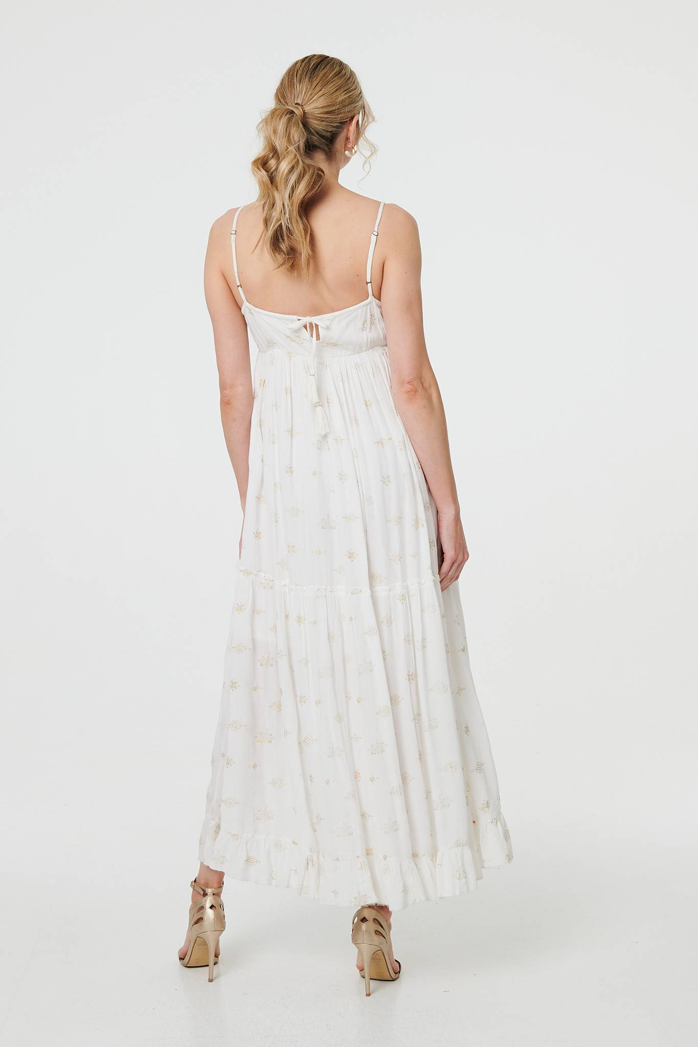 Textured Cami Strap Empire Maxi Dress Detail View
