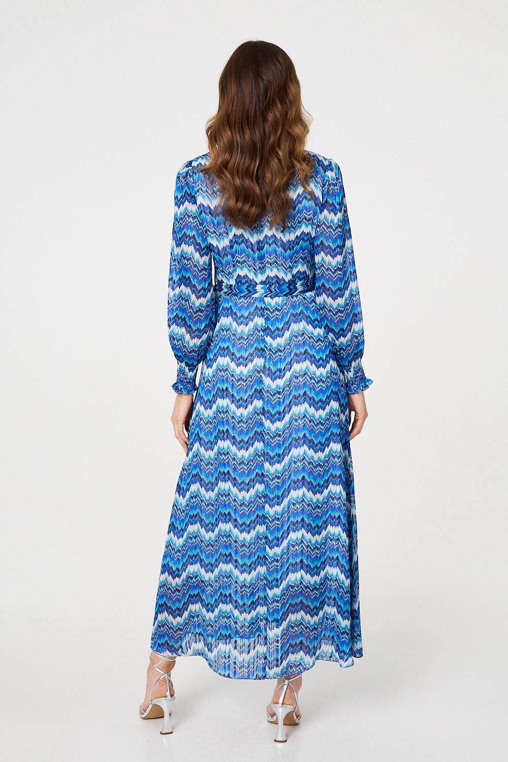 Printed Long Sleeve Tie Waist Dress Side View