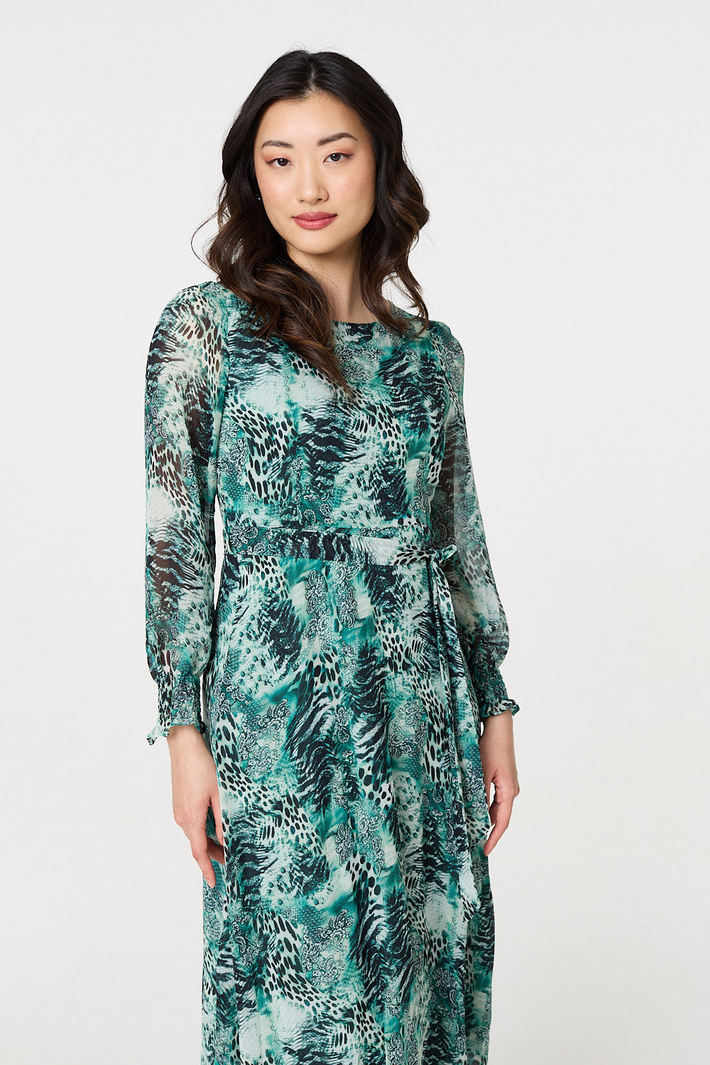 Animal Print Semi Sheer Maxi Dress Back View