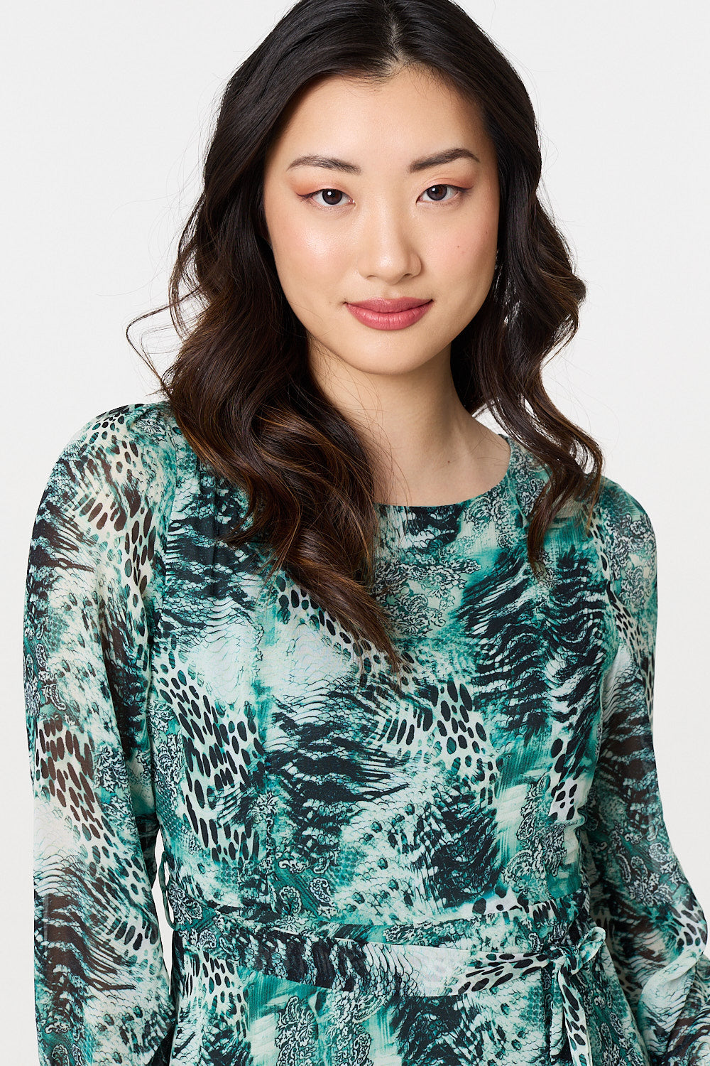 Animal Print Semi Sheer Maxi Dress Detail View