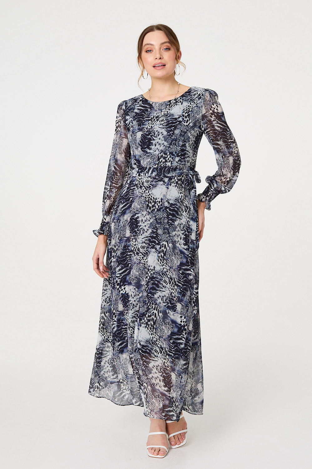 Animal Print Semi Sheer Maxi Dress Back View 2