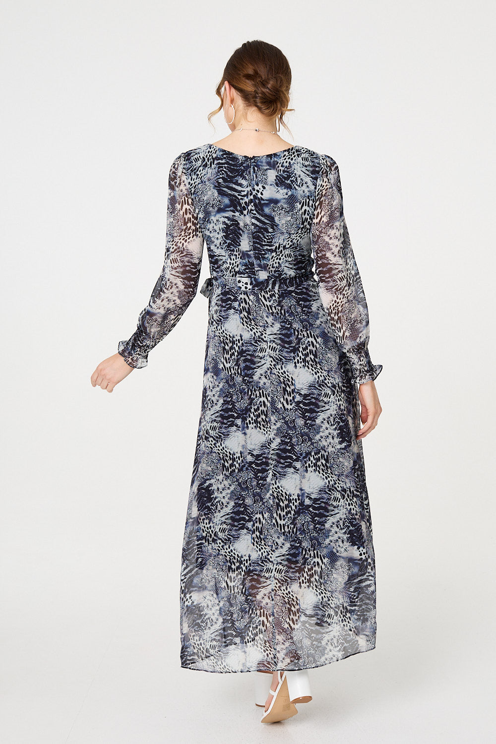 Animal Print Semi Sheer Maxi Dress Side View 2