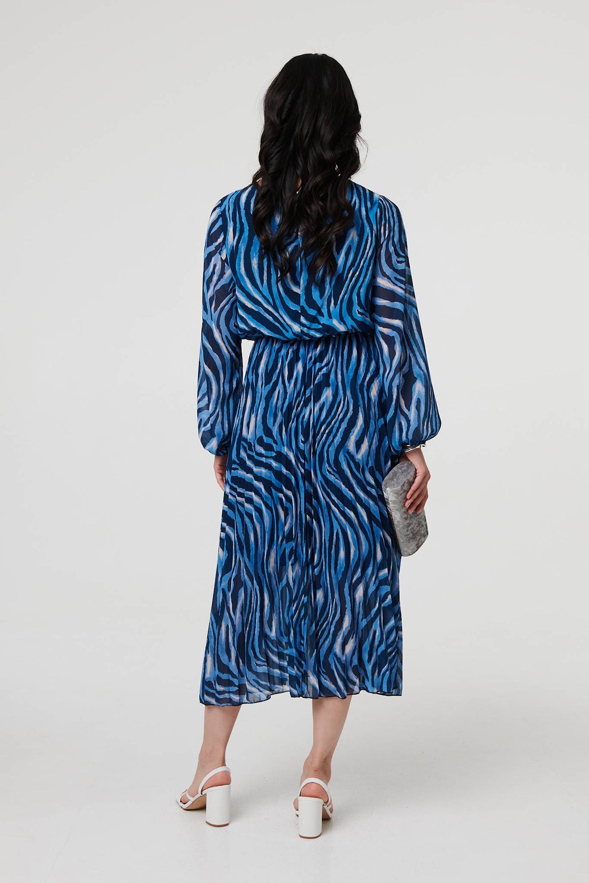Animal Print Layered Pleated Midi Dress Styled View