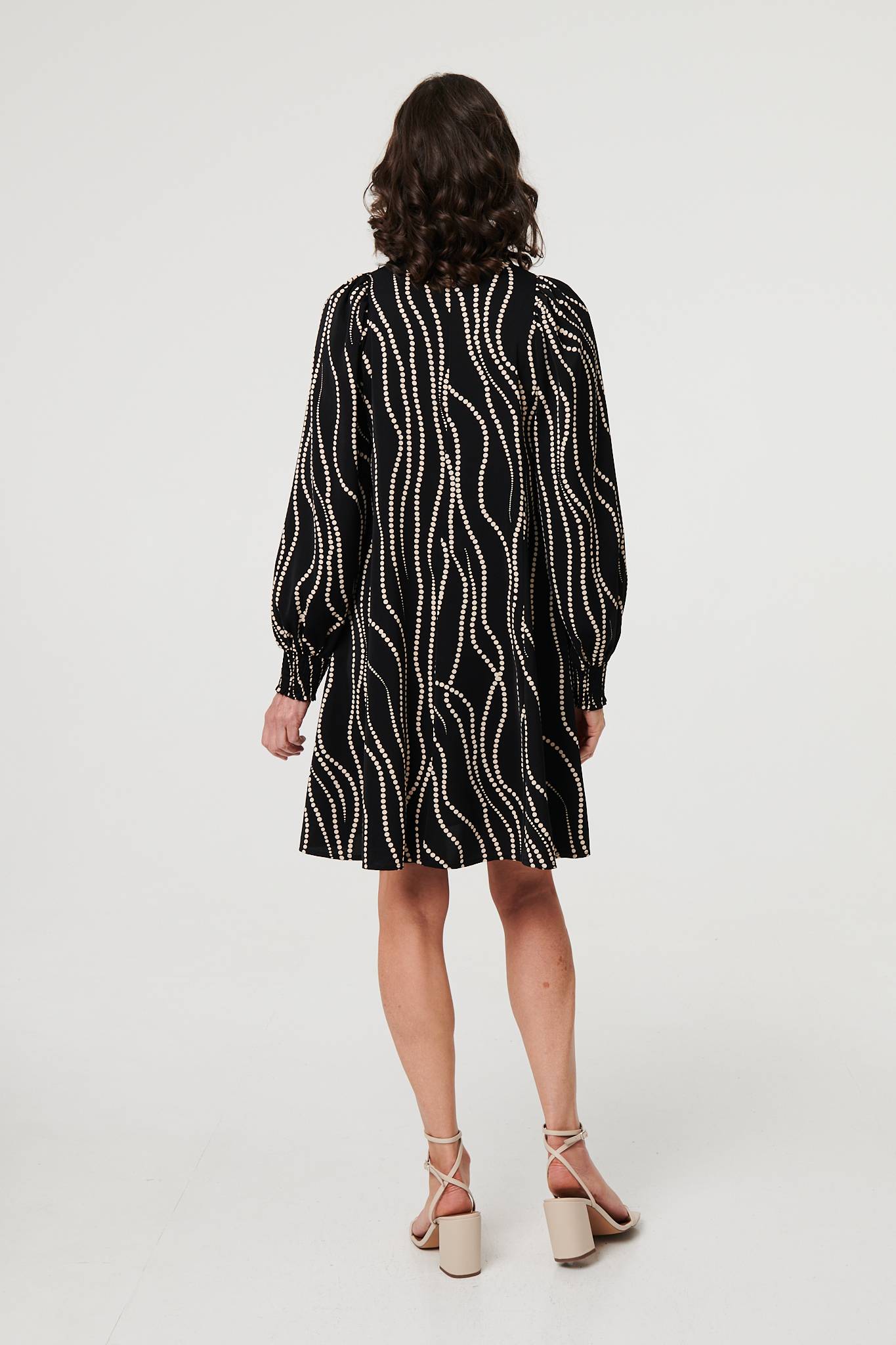 Printed Long Sleeve Shirt Short Dress Side View