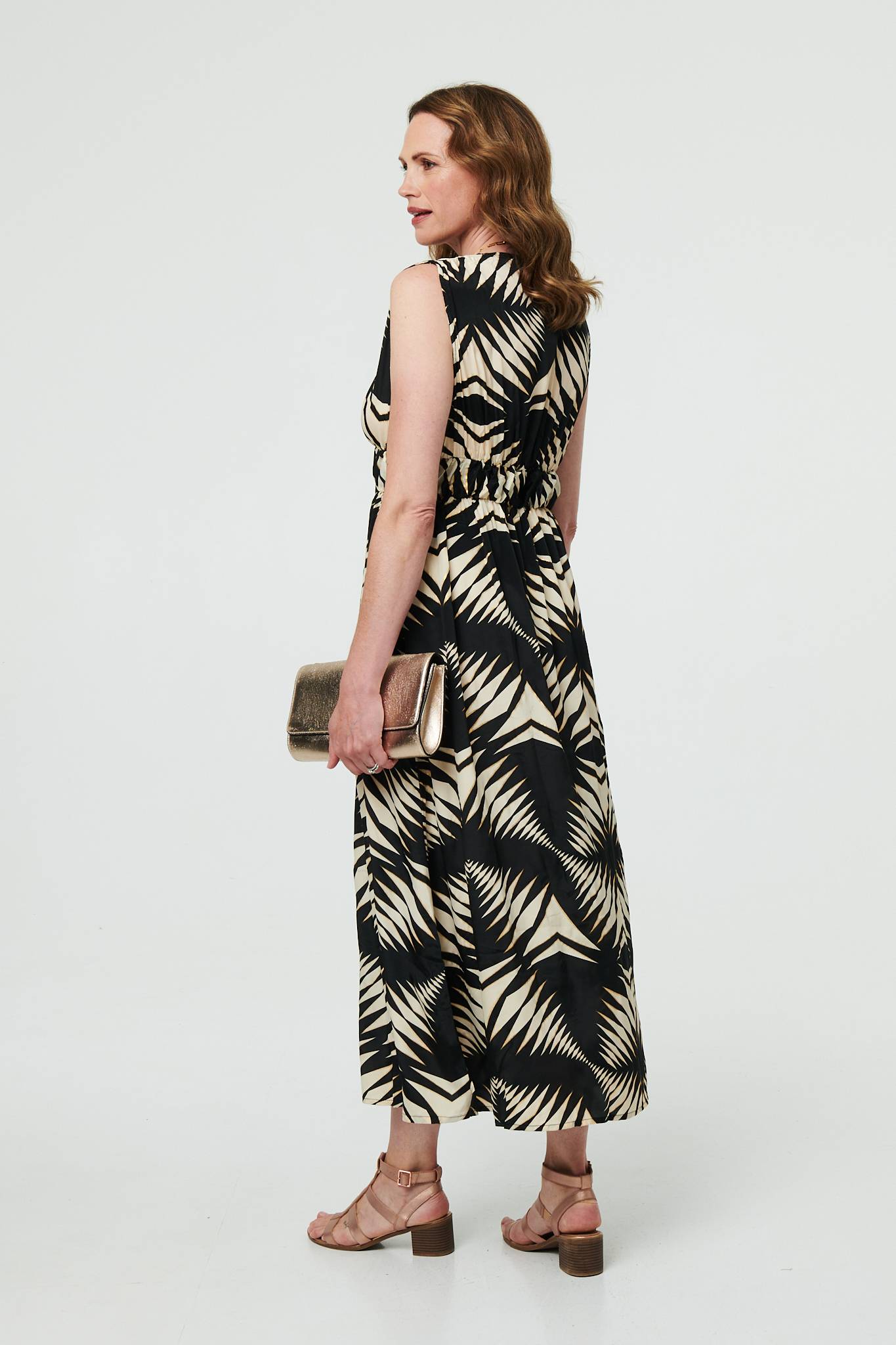 Geo Print Sleeveless Maxi Dress Full Length View