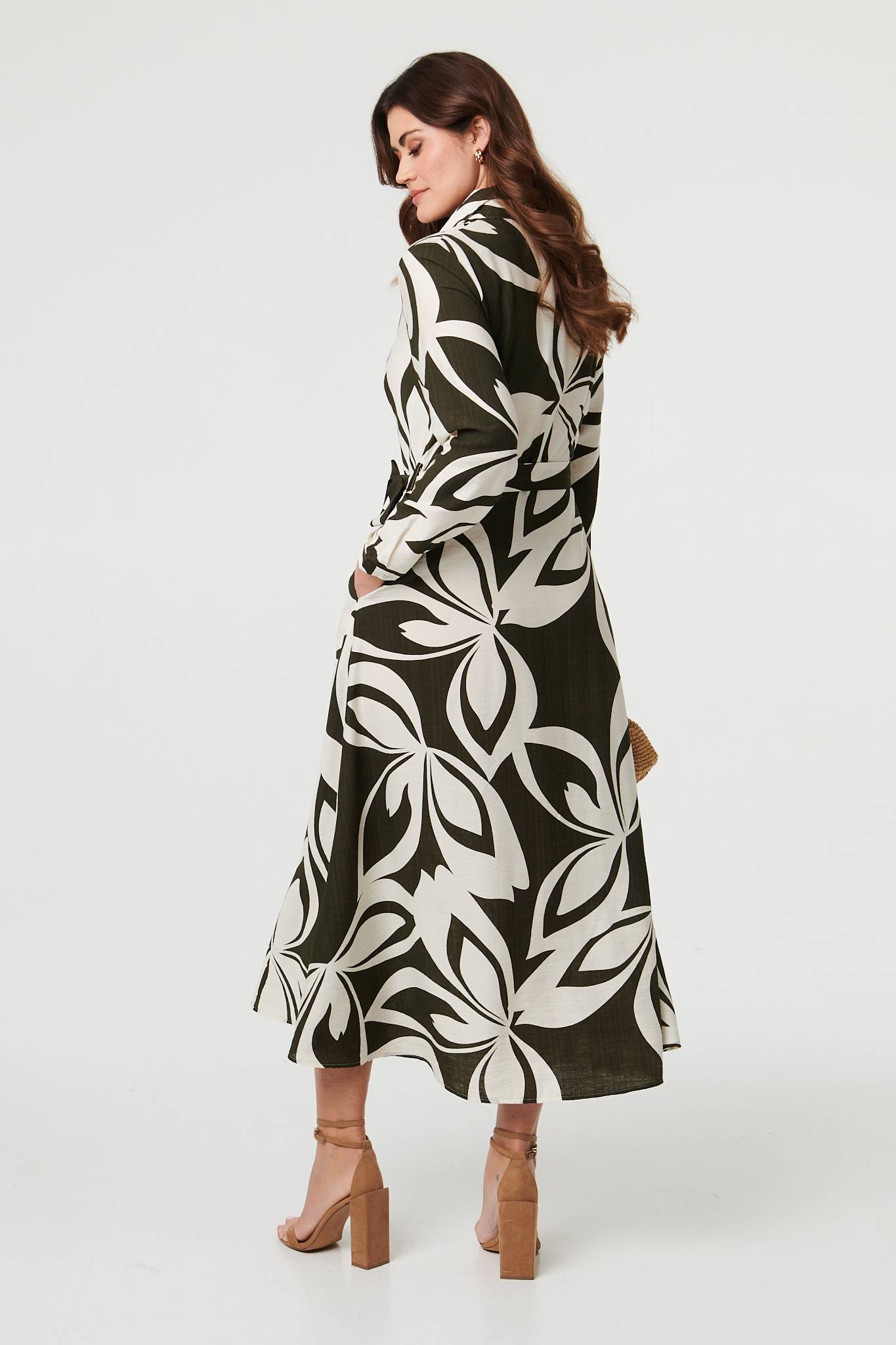 Abstract Floral Maxi Shirt Dress Styled View