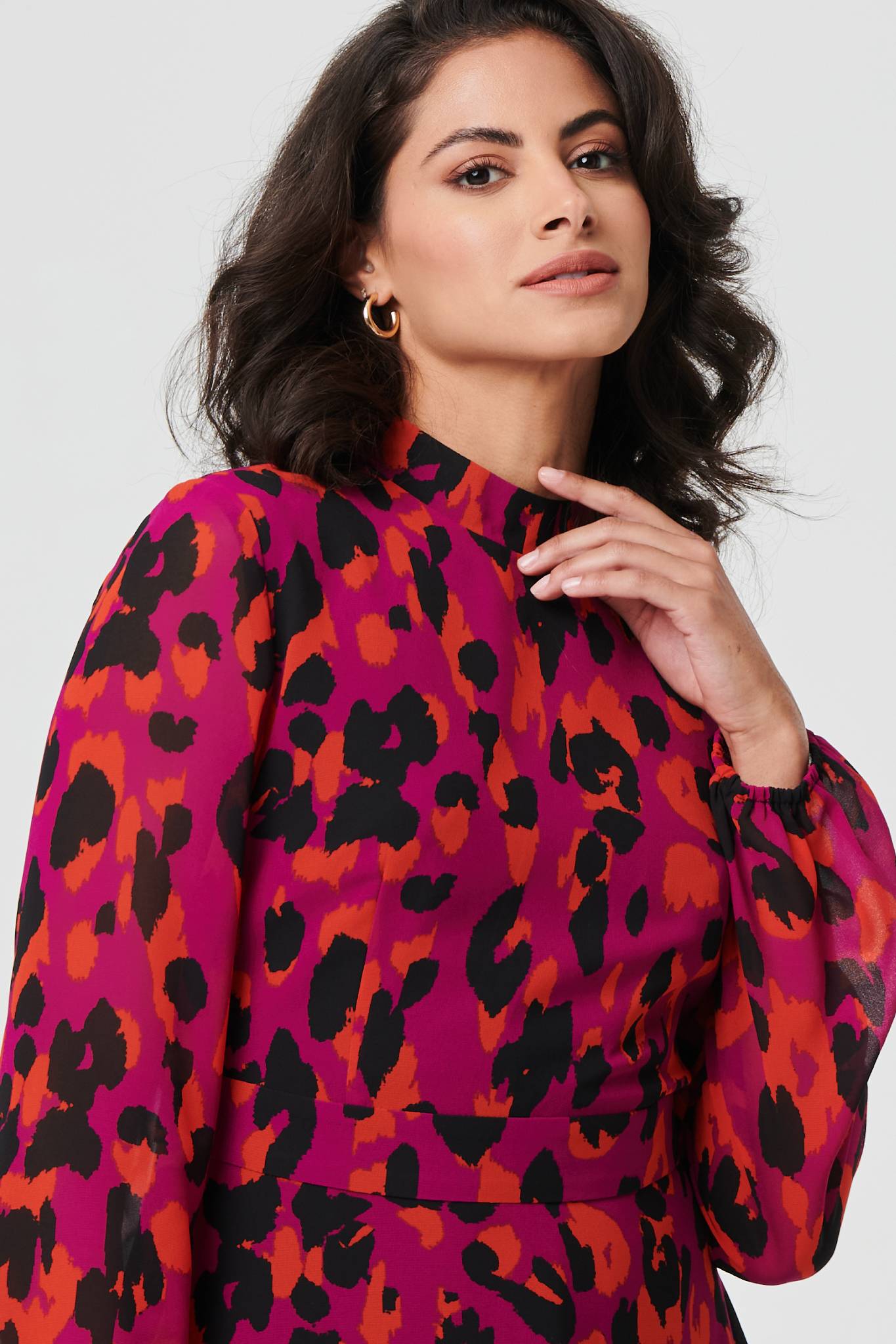 Animal Print Tie Waist Mini Skater Dress Detail View