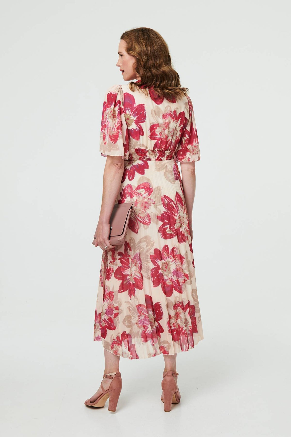 Floral 1/2 Sleeve Empire Midi Dress Styled View