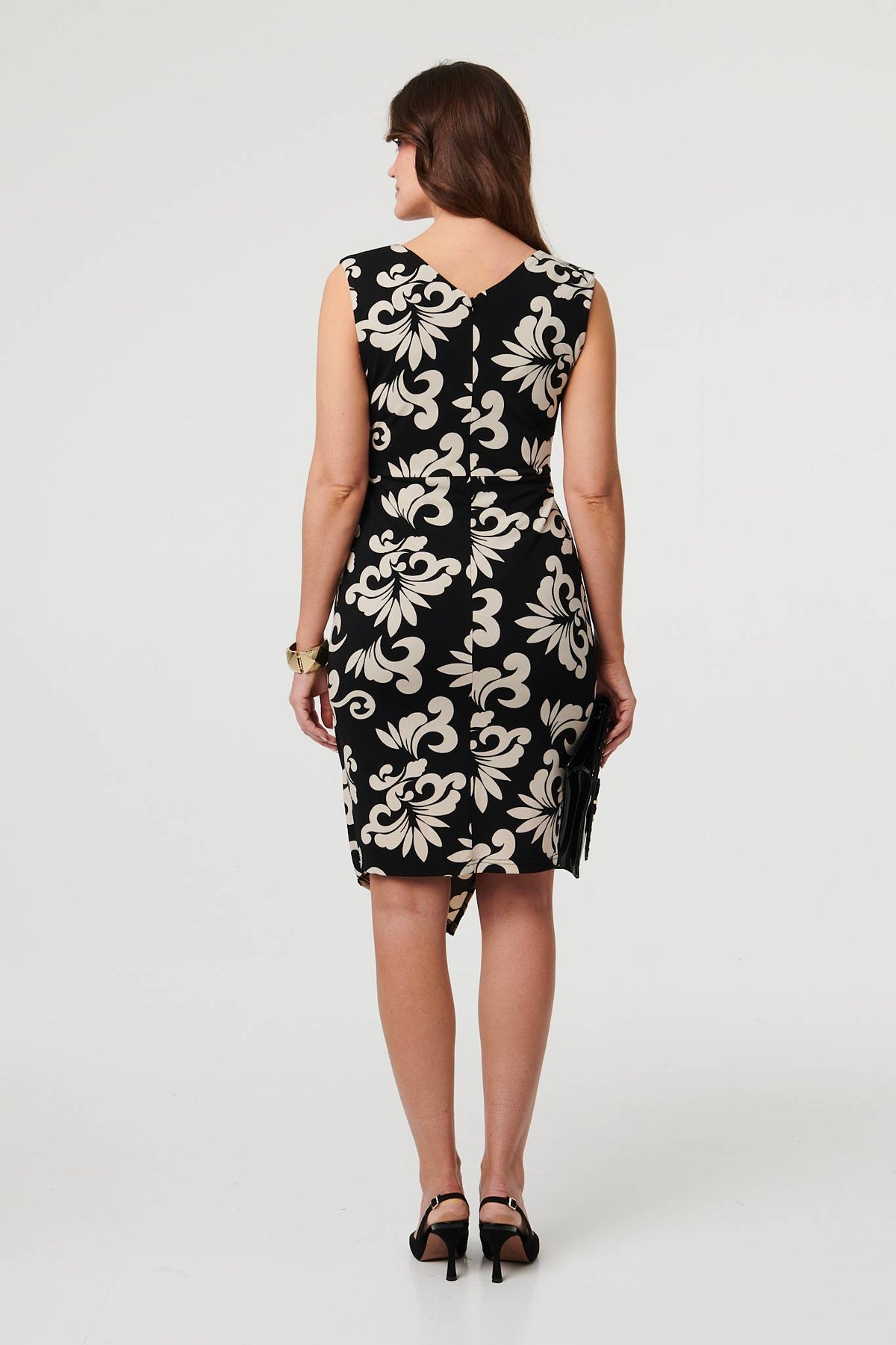 Printed Sleeveless Knee Length Dress Side View