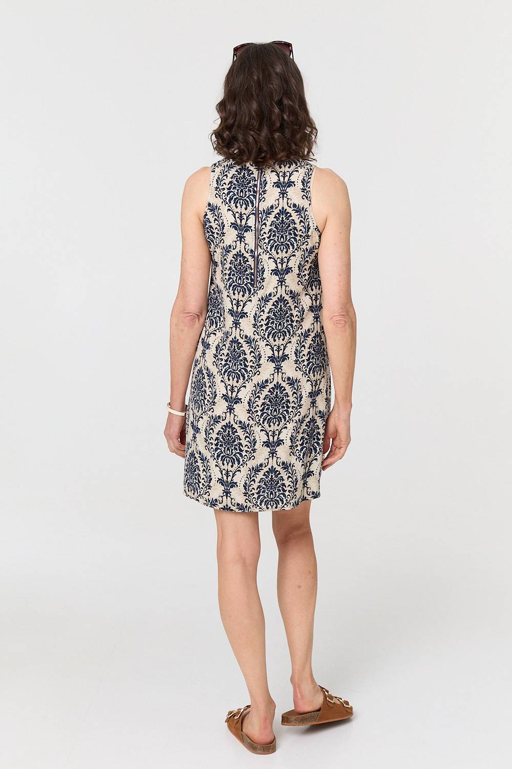 Baroque Print Sleeveless Mini Dress Side View