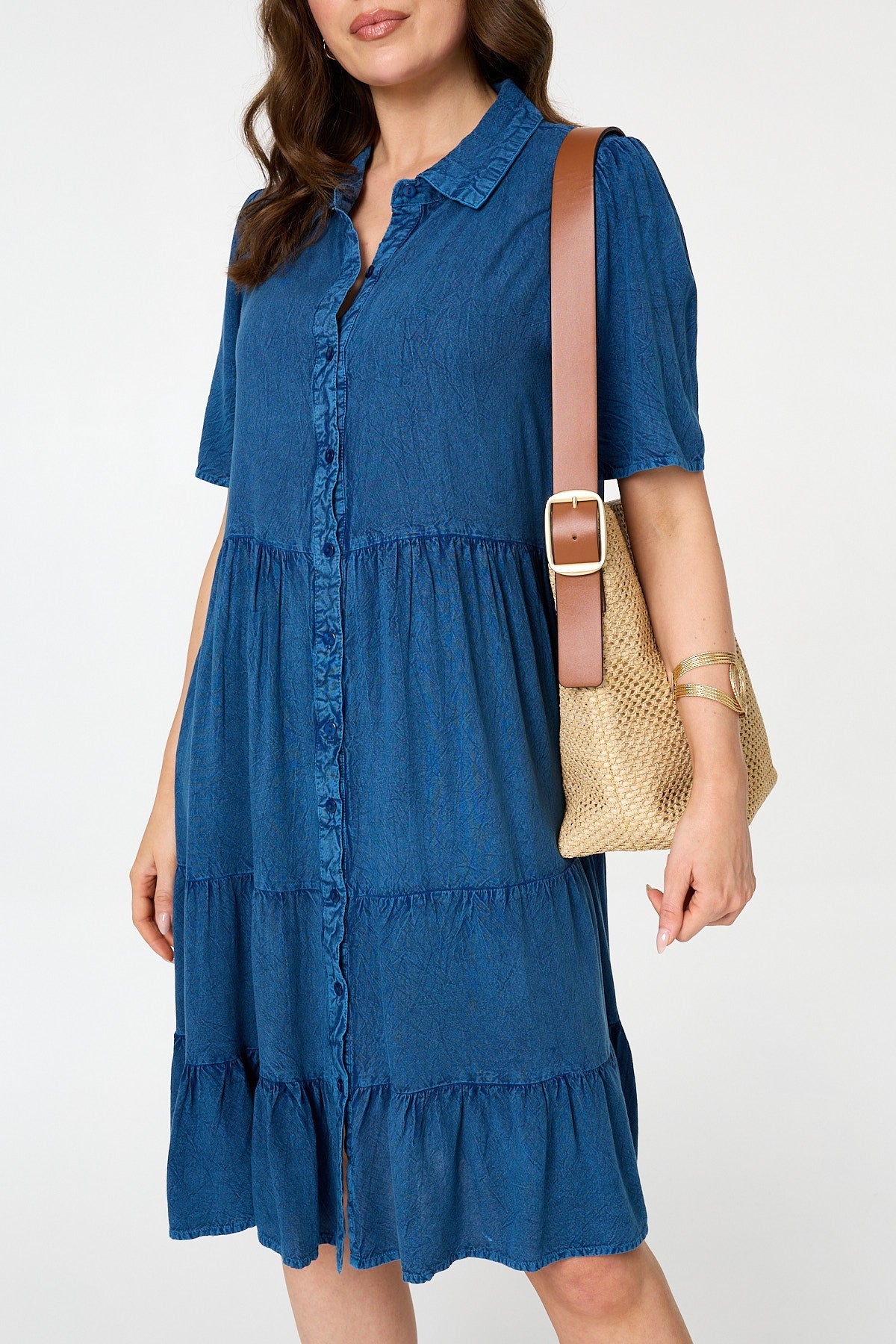 Tiered 1/2 Sleeve Knee Length Dress Detail View