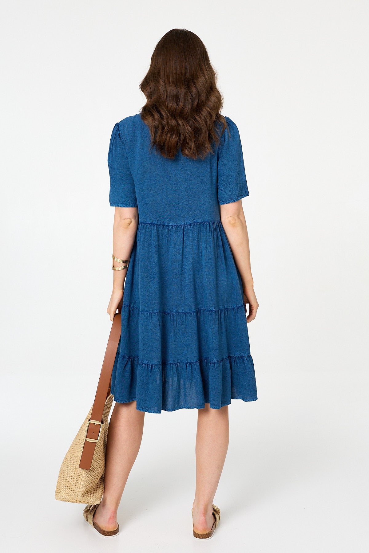 Tiered 1/2 Sleeve Knee Length Dress Side View