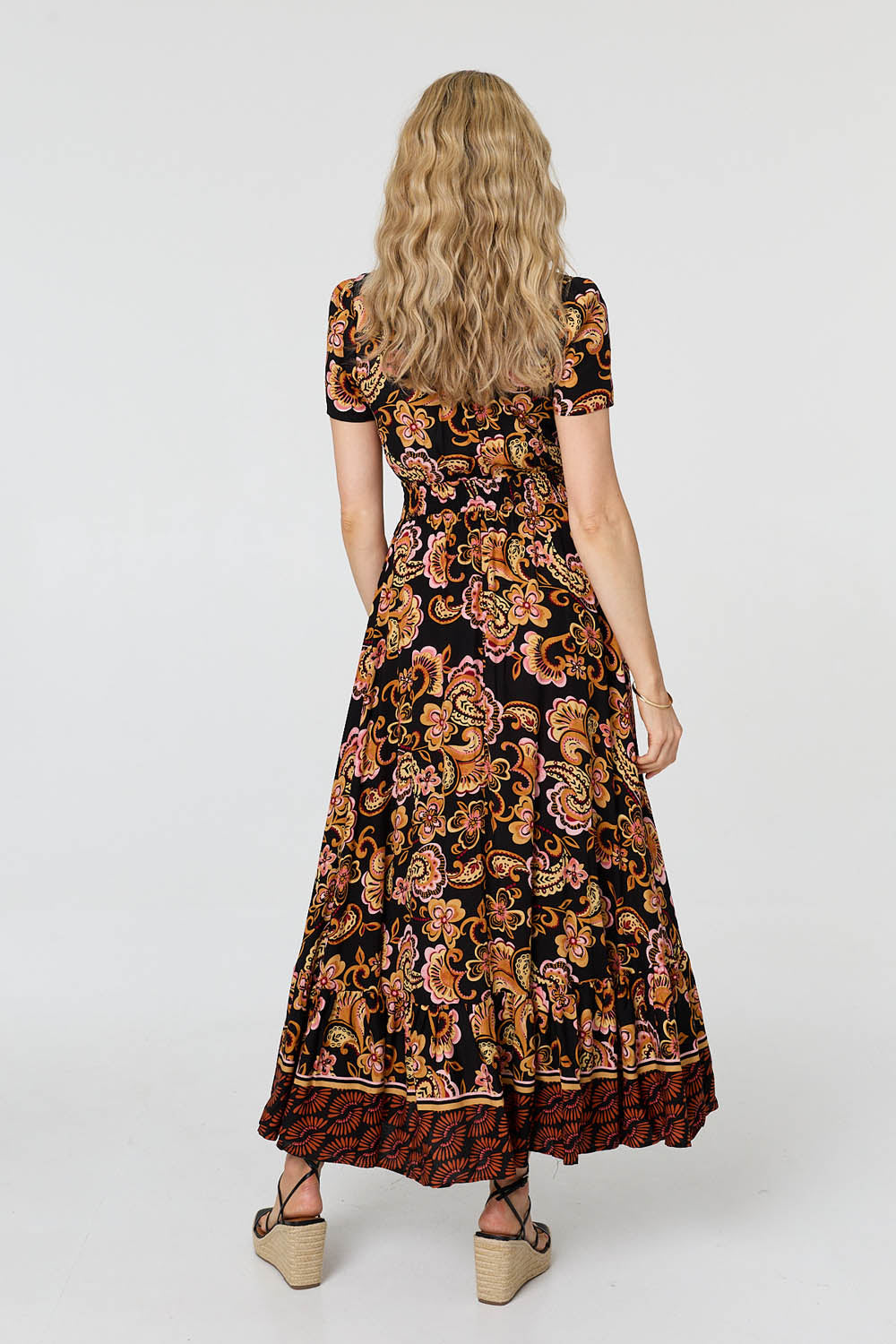Paisley Short Sleeve Maxi Dress Side View