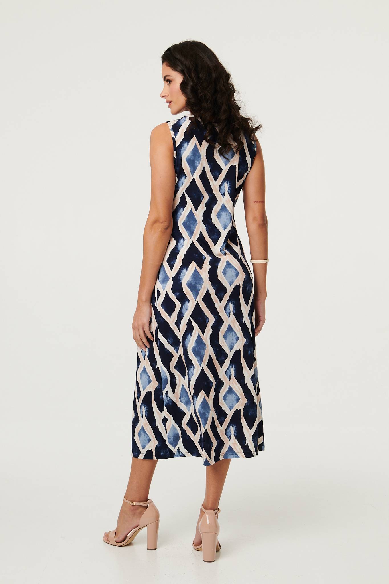 Printed Sleeveless Twist Midi Dress Side View