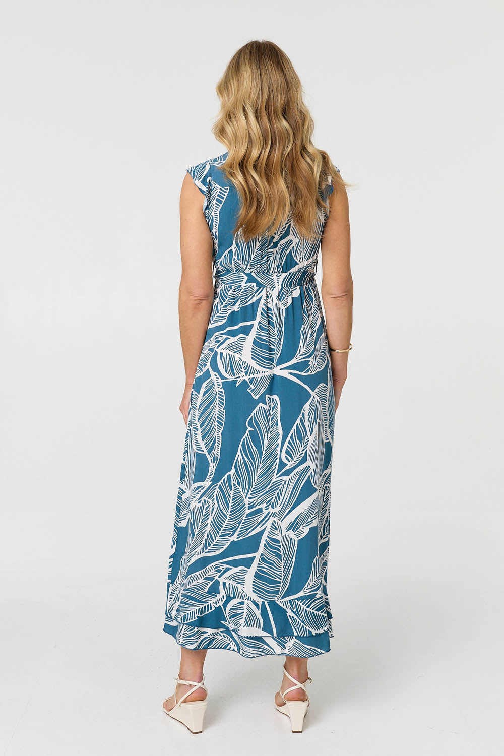 Leaf Print Sleeveless Maxi Dress Side View