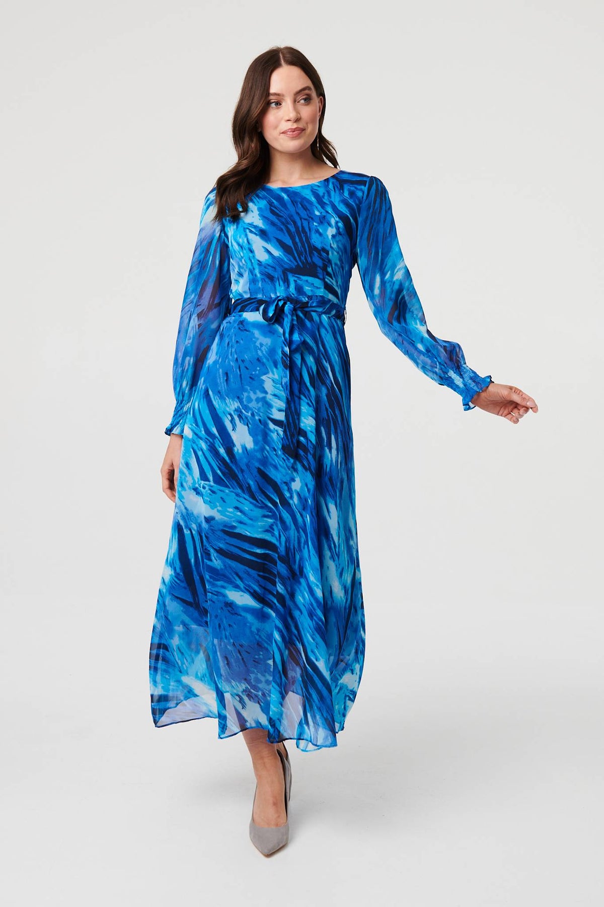 Abstract Semi Sheer Layered Maxi Dress Back View