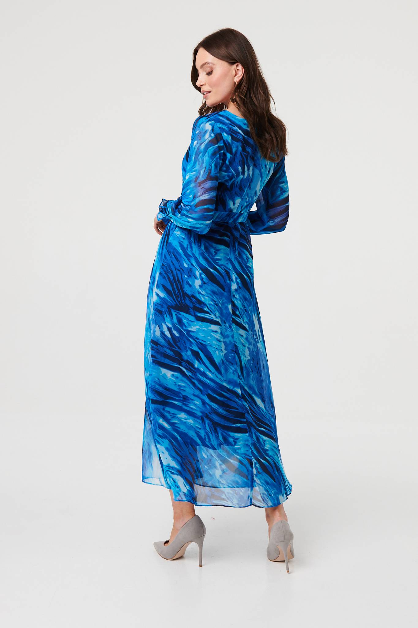 Abstract Semi Sheer Layered Maxi Dress Detail View
