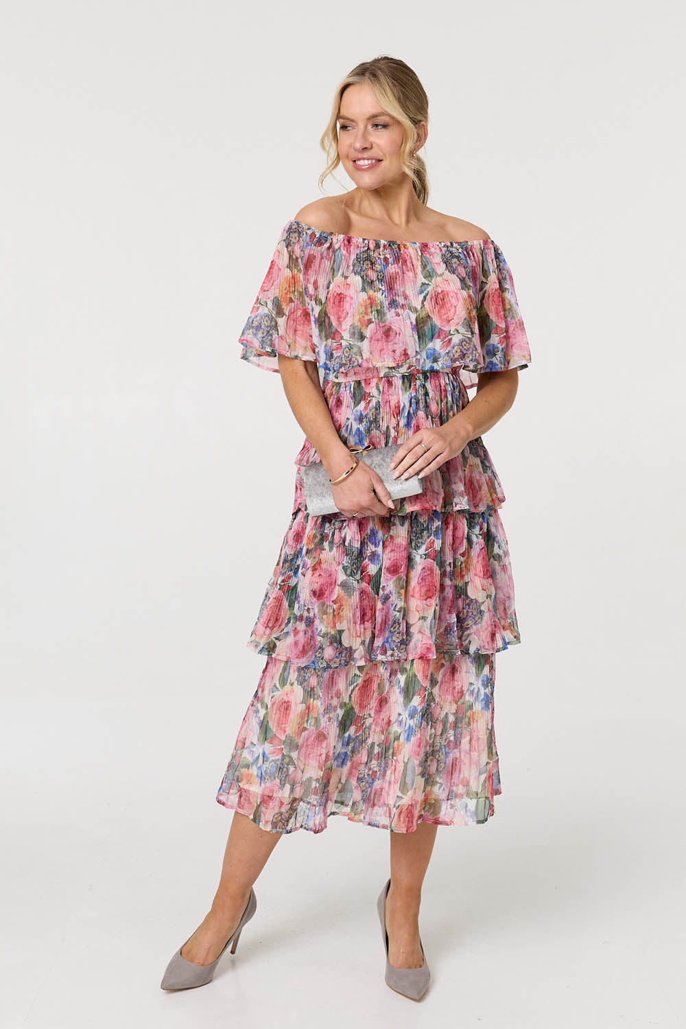 Floral Layered Tiered Maxi Dress Front View