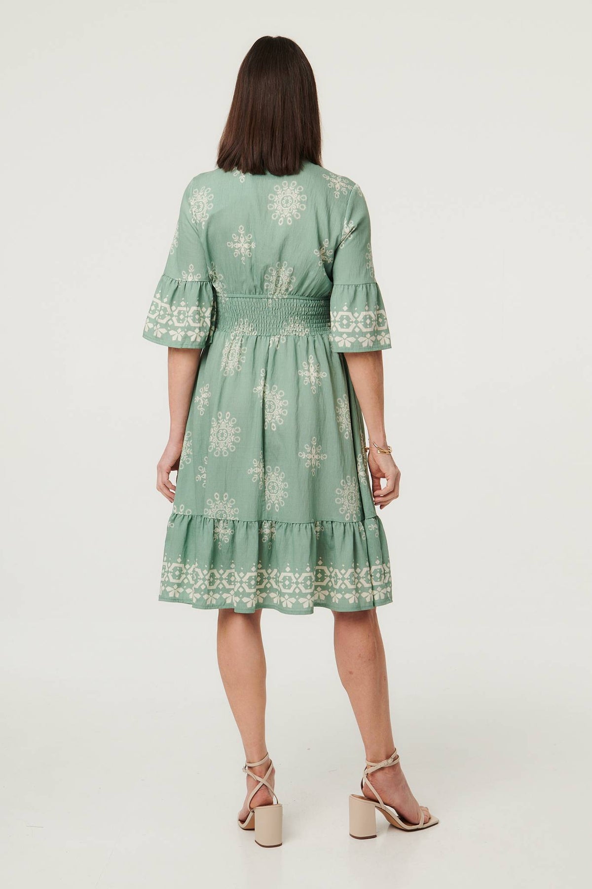 Border Print Knee Length Dress Side View