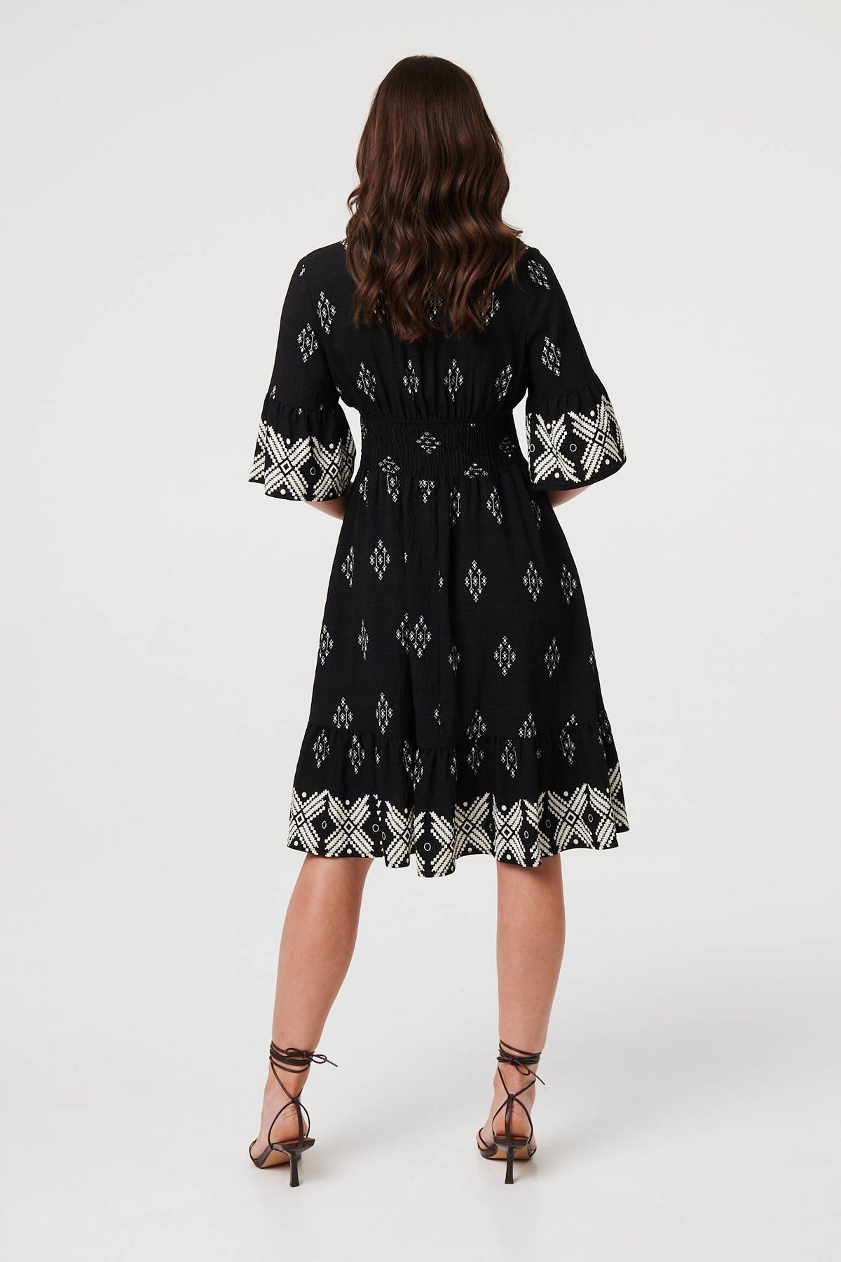 Border Print Relaxed Knee Length Dress Side View 2