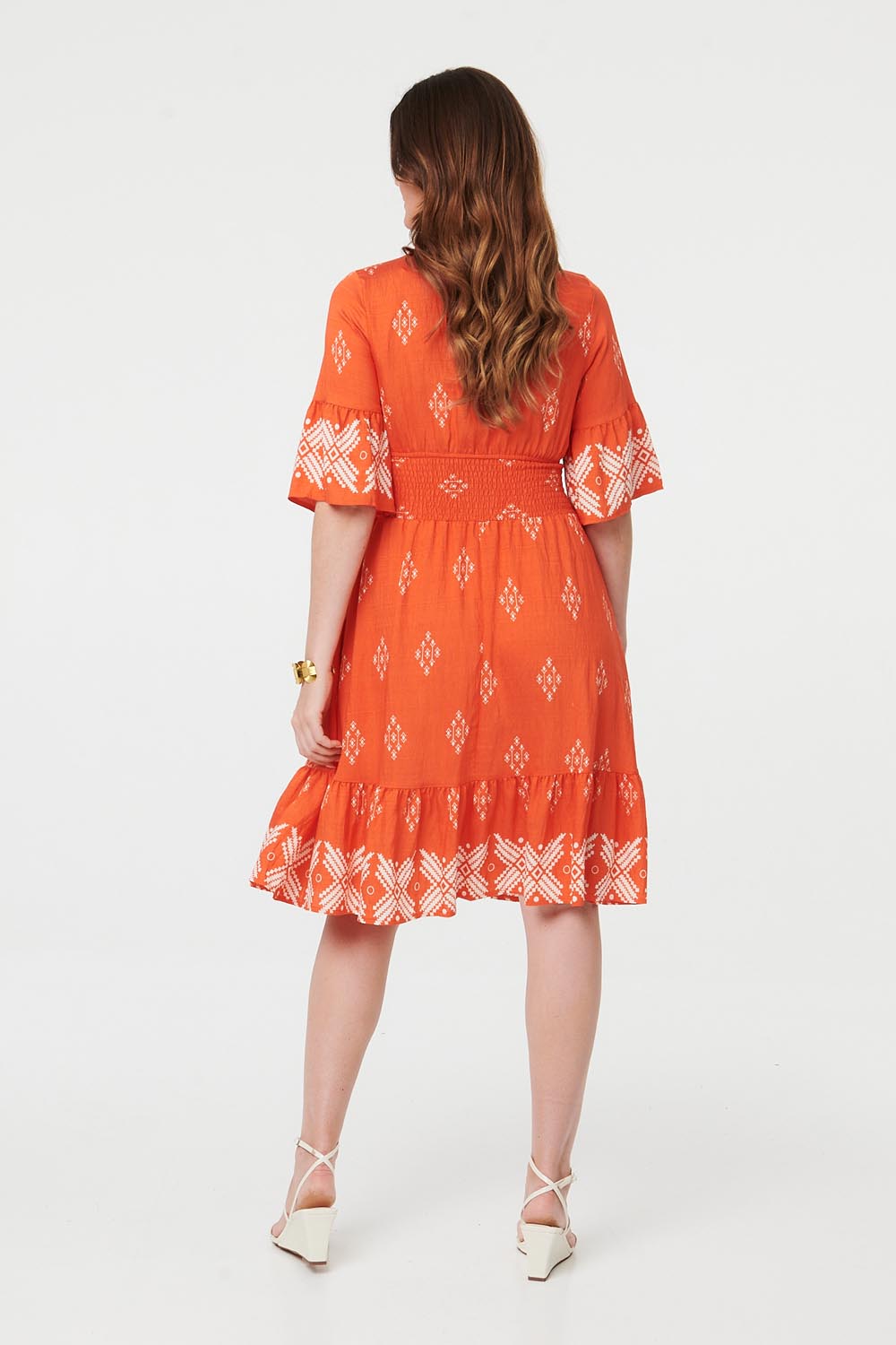Border Print Relaxed Knee Length Dress Side View